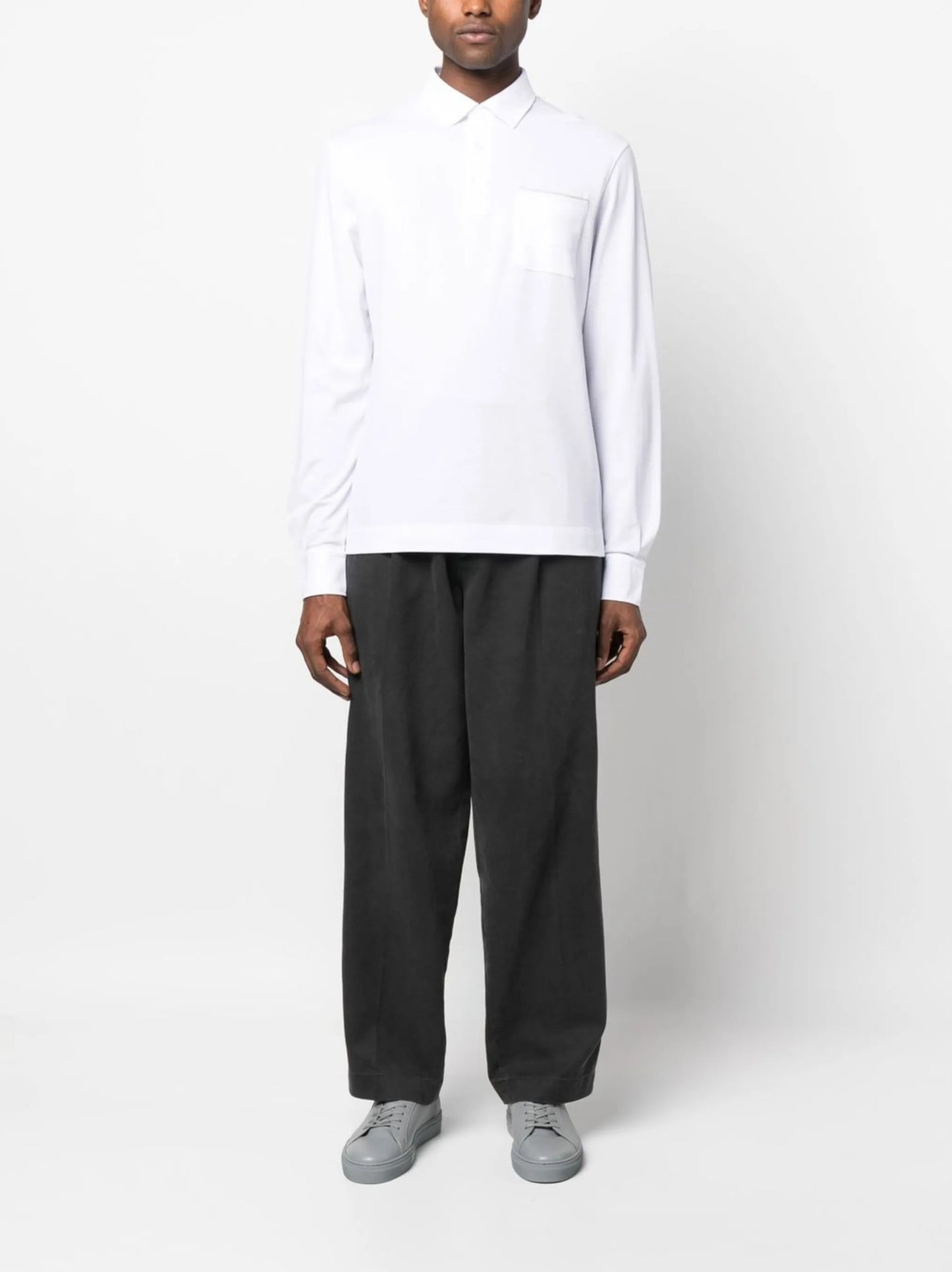 long-sleeved cotton polo shirt