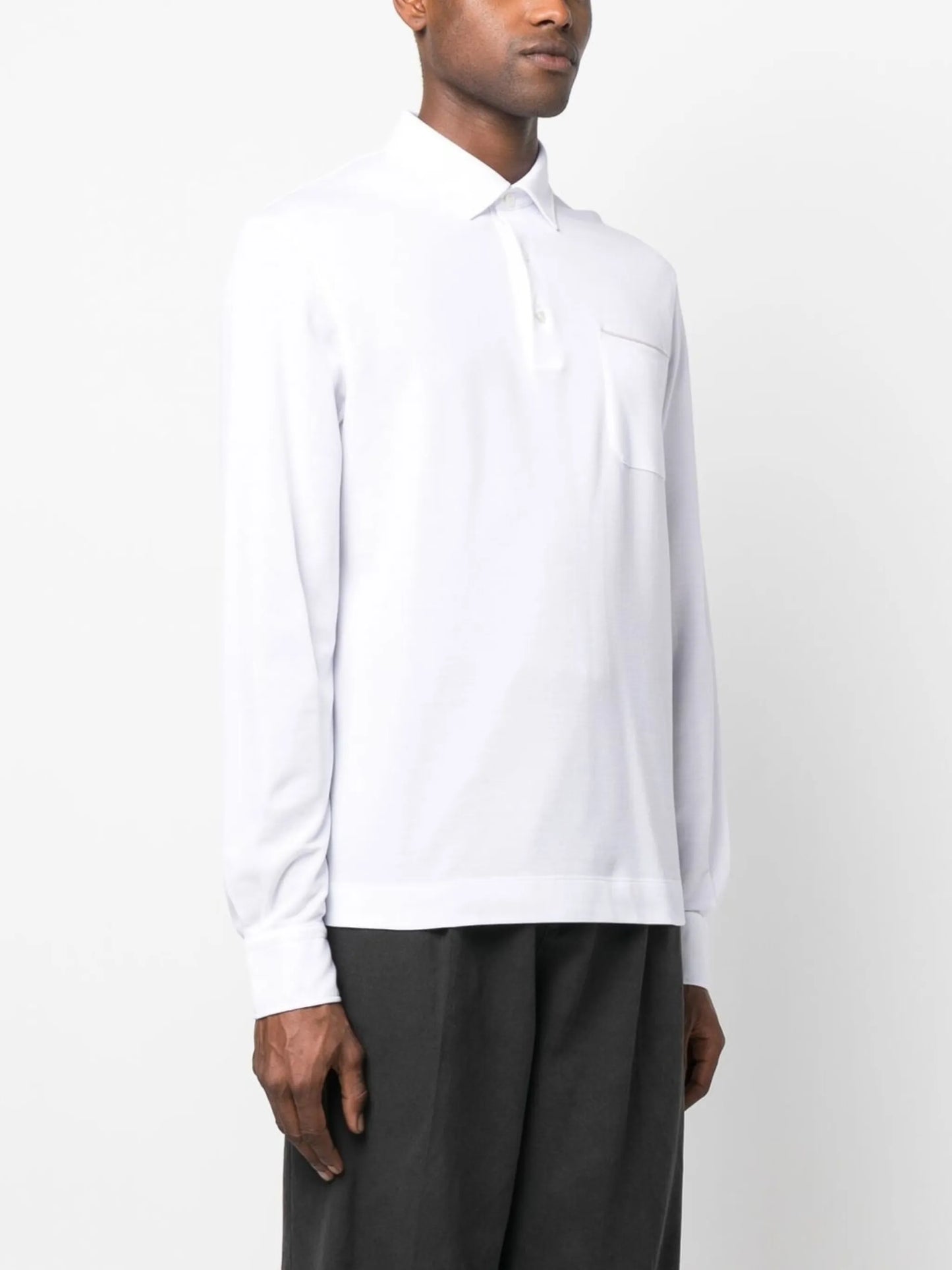 long-sleeved cotton polo shirt