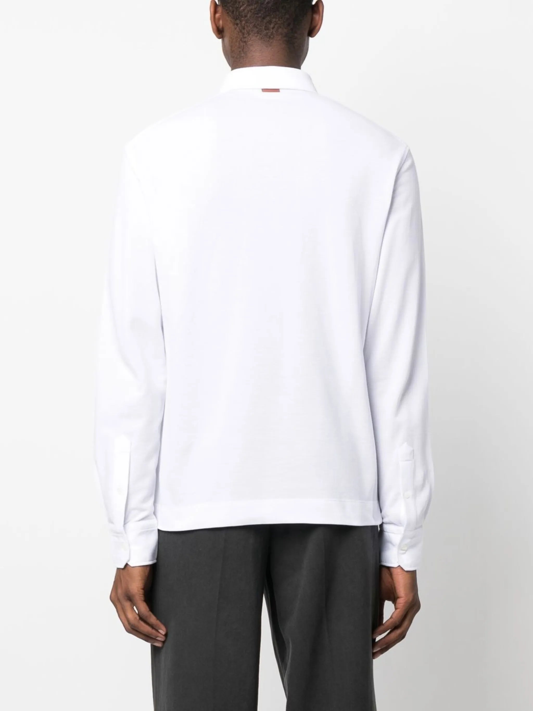 long-sleeved cotton polo shirt