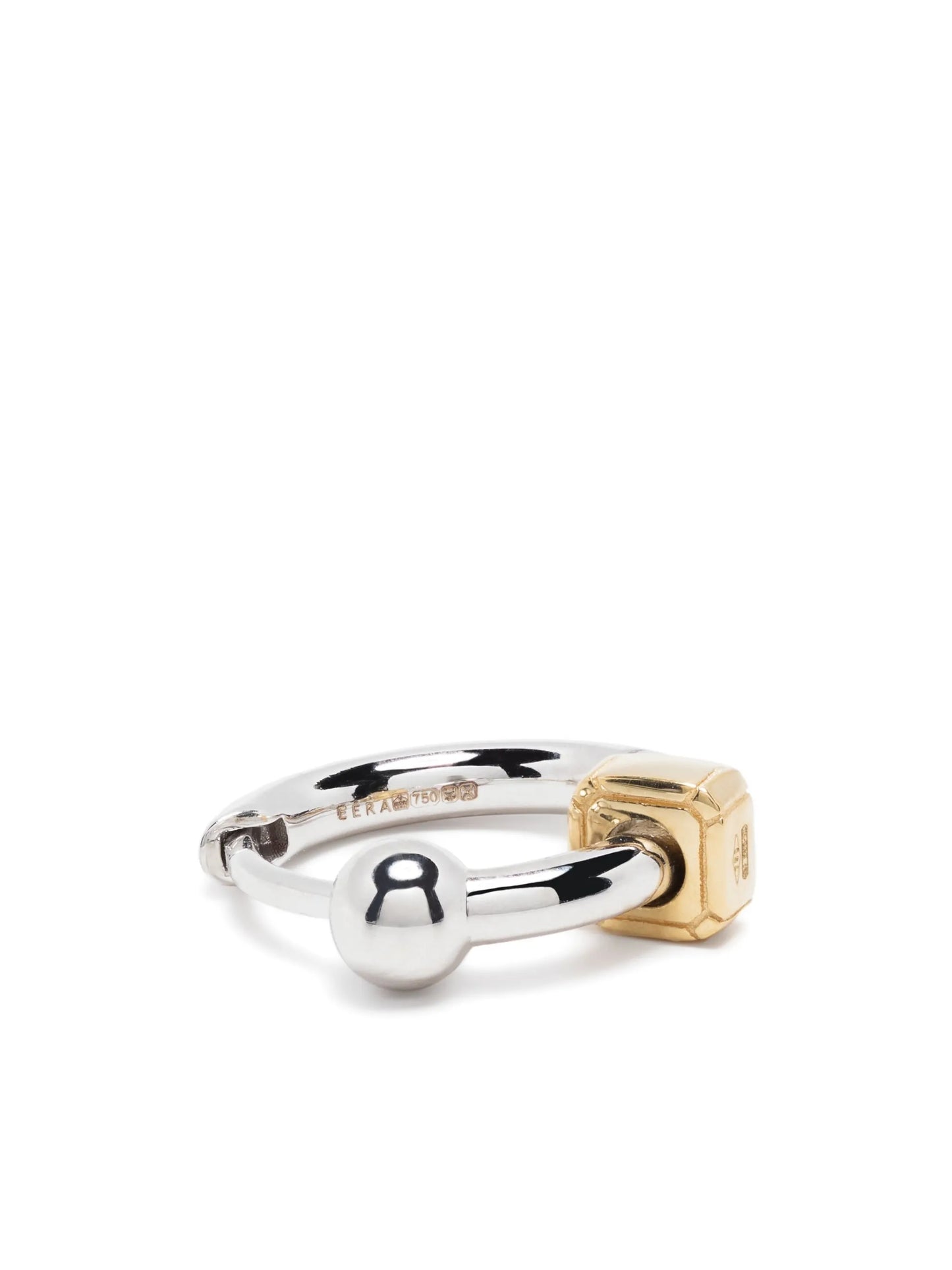18kt white gold Square mini hoop earring