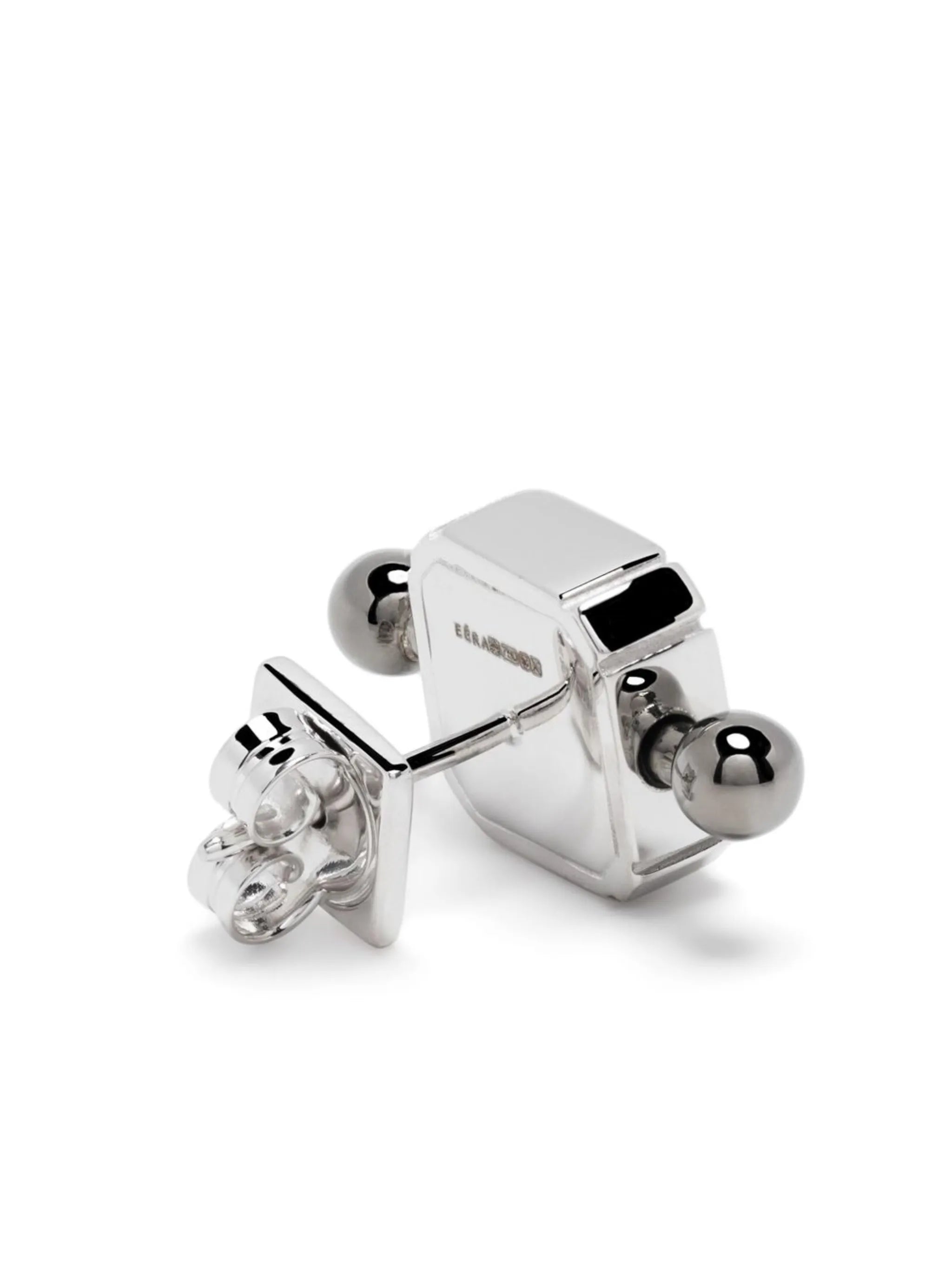 18kt white gold Square Bar stud earring