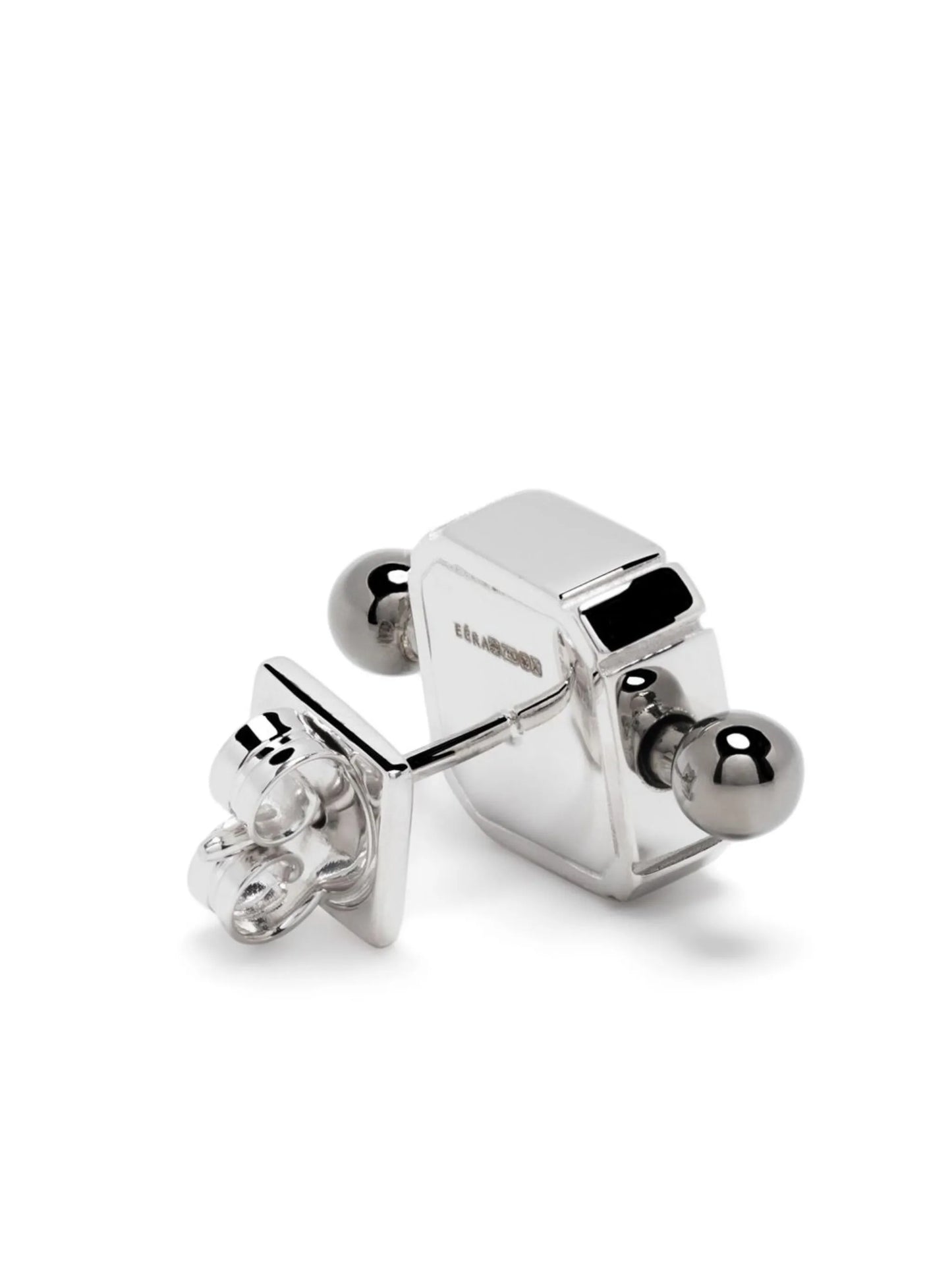 18kt white gold Square Bar stud earring