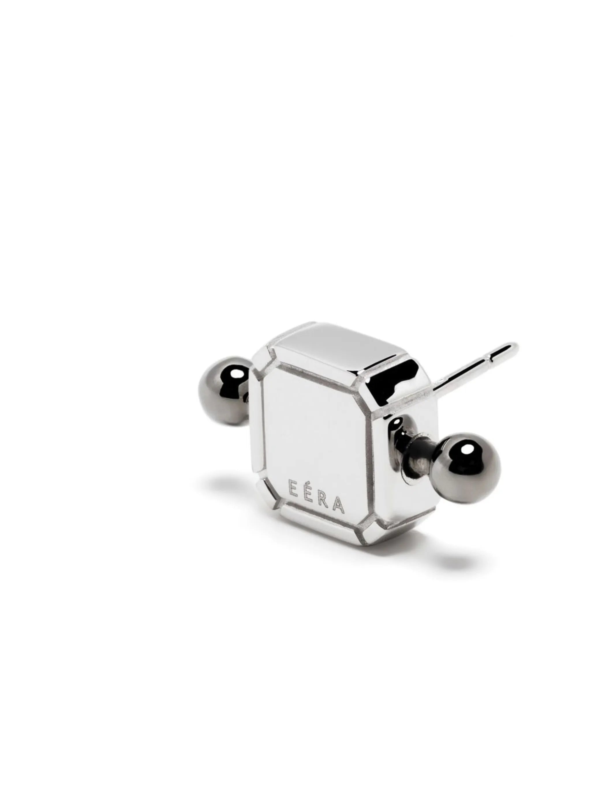 18kt white gold Square Bar stud earring