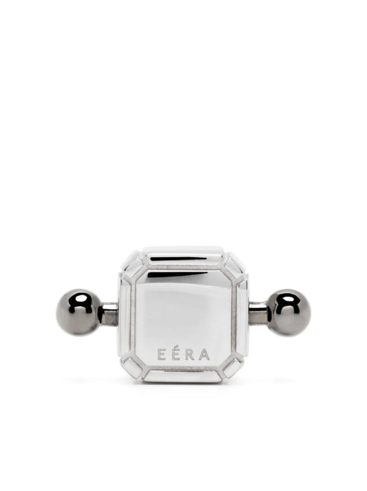 18kt white gold Square Bar stud earring