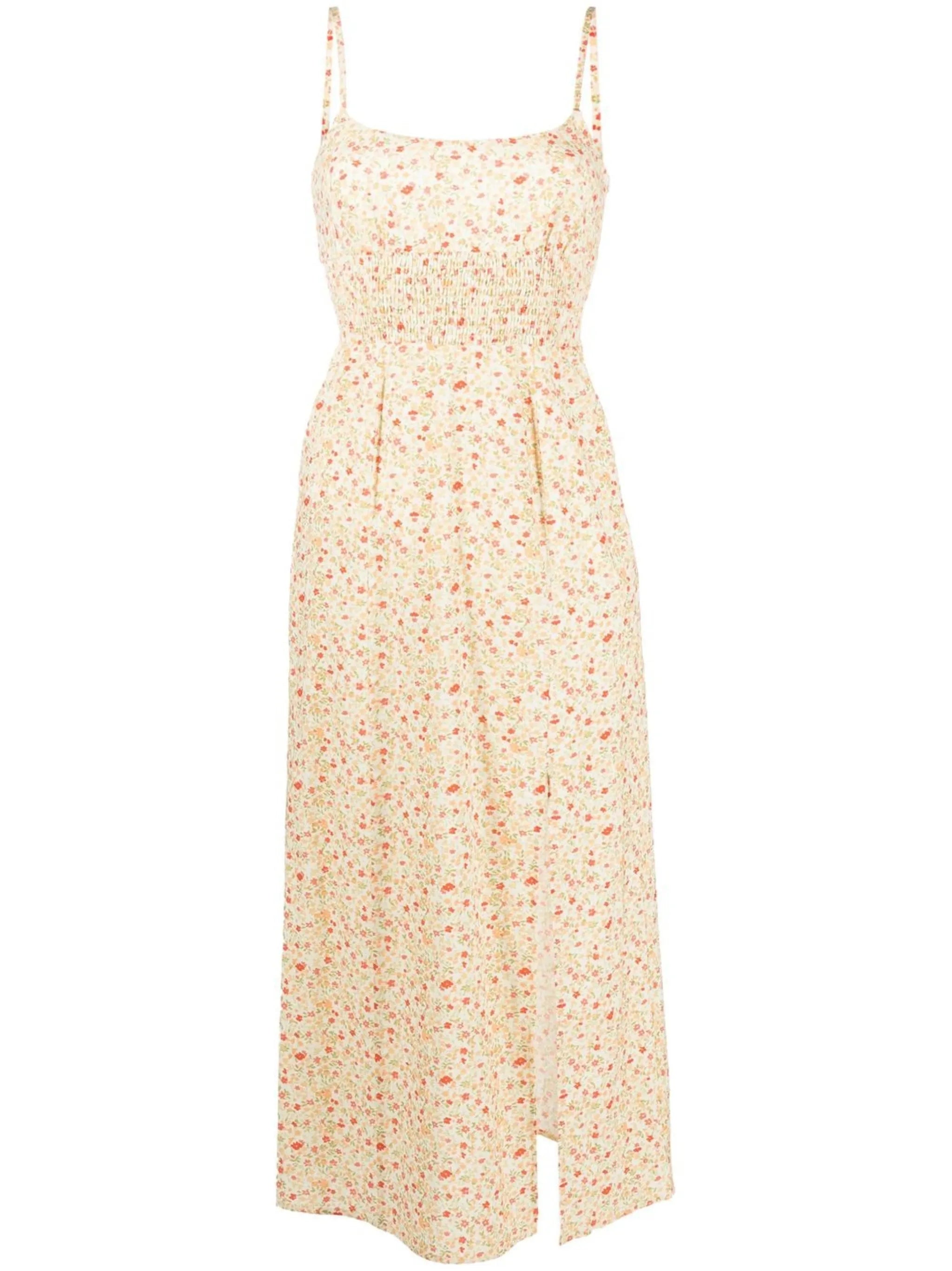 floral-print sleeveless midi dress
