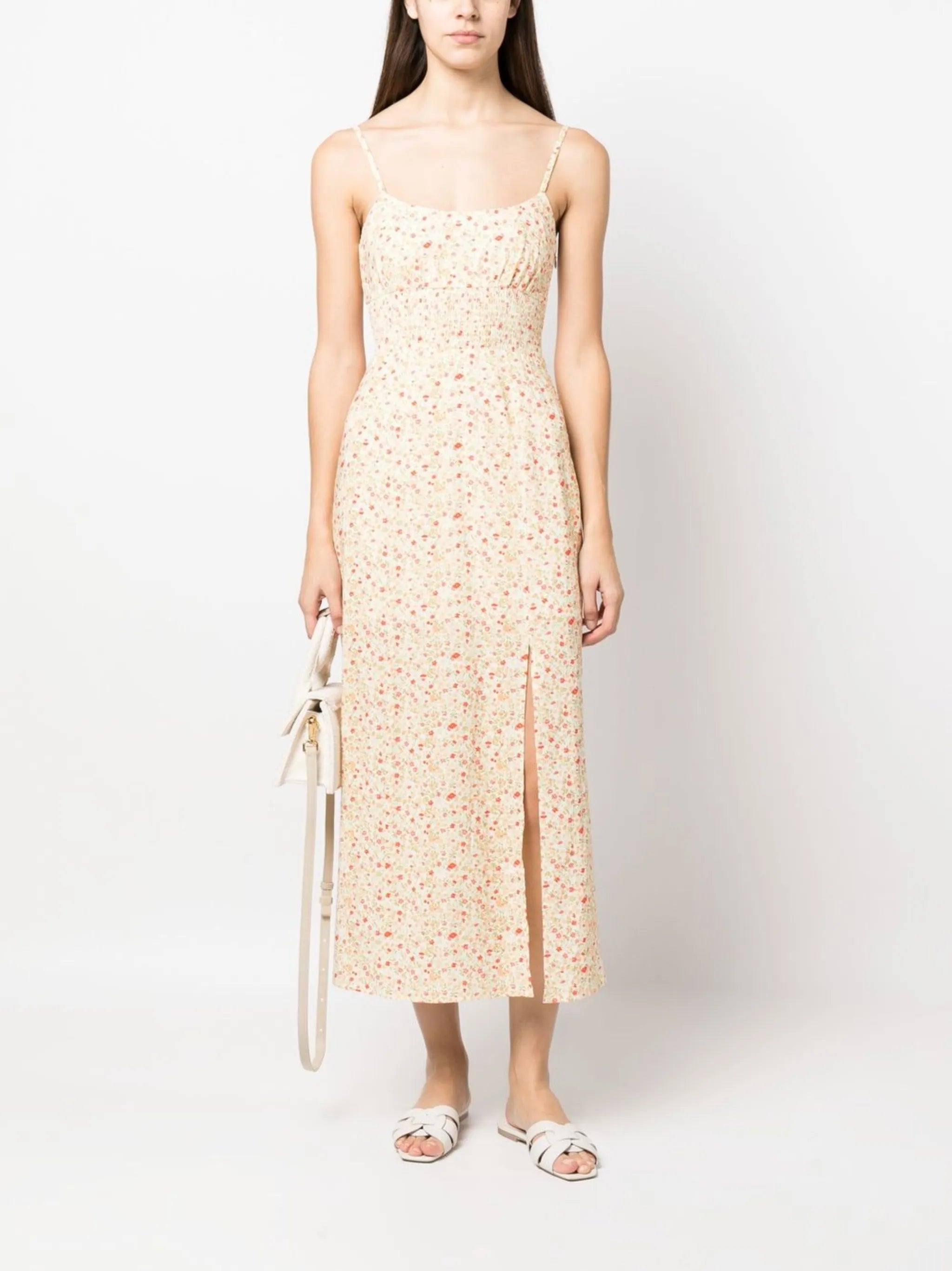 floral-print sleeveless midi dress