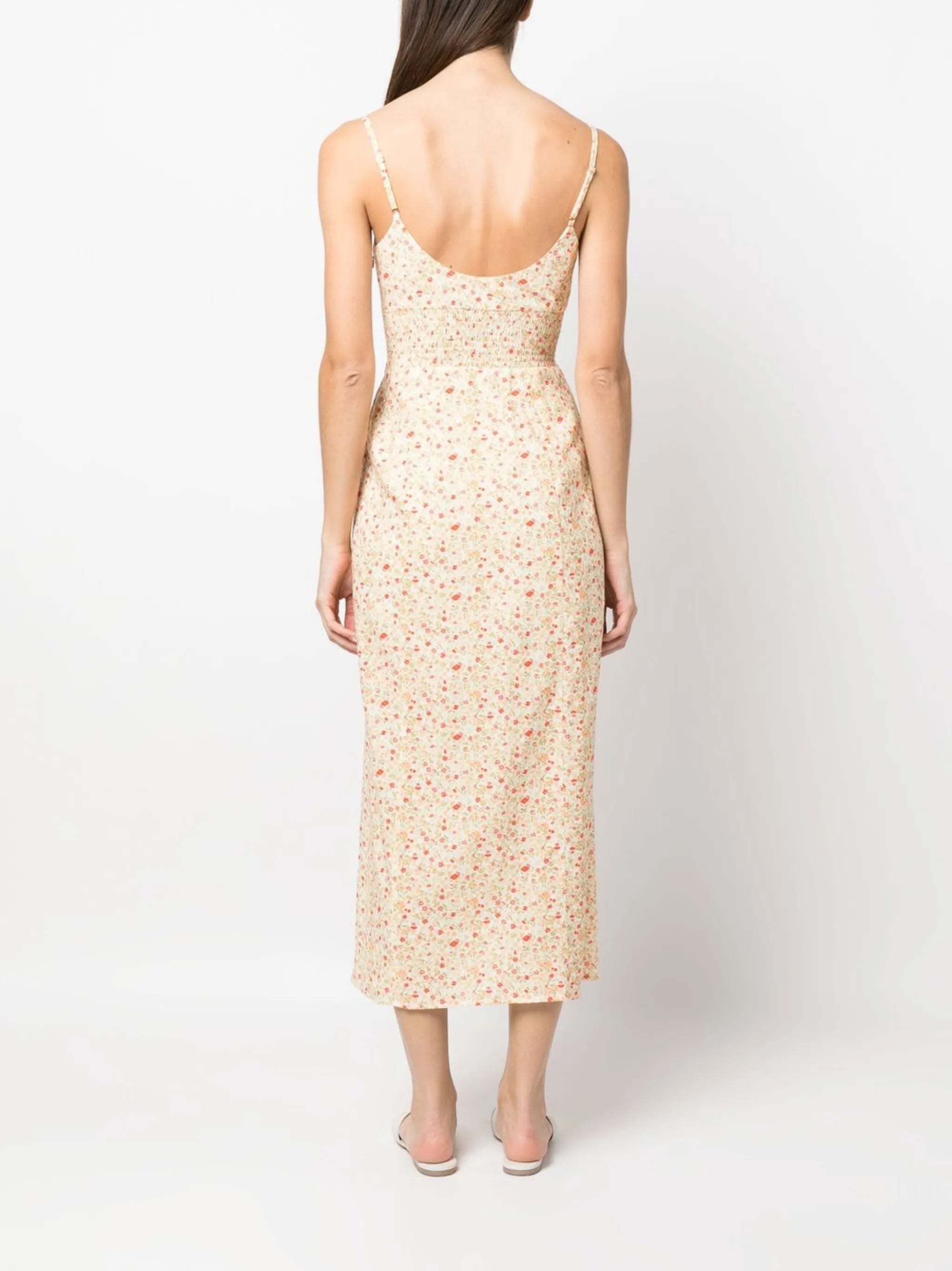 floral-print sleeveless midi dress