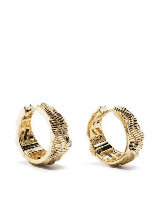 9kt yellow gold Berlingot diamond hoop earrings