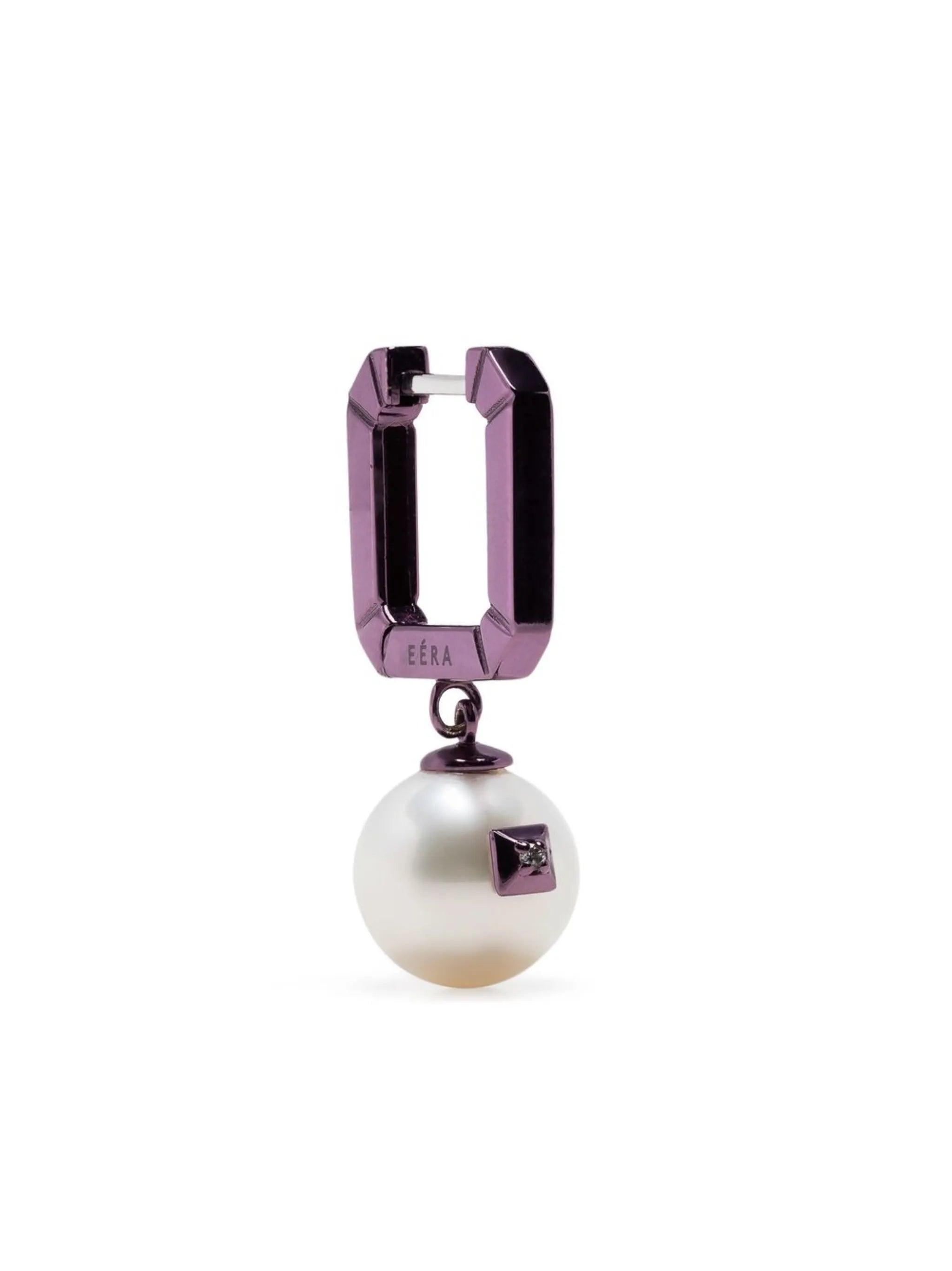 18kt white gold Square pearl drop earring