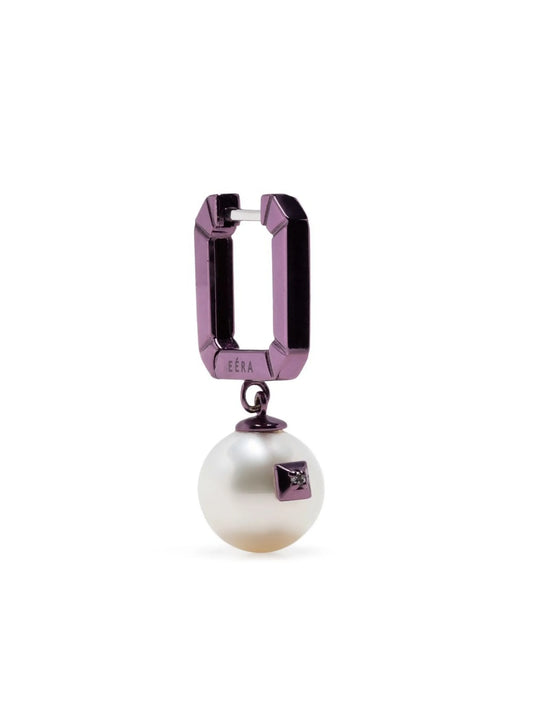 18kt white gold Square pearl drop earring