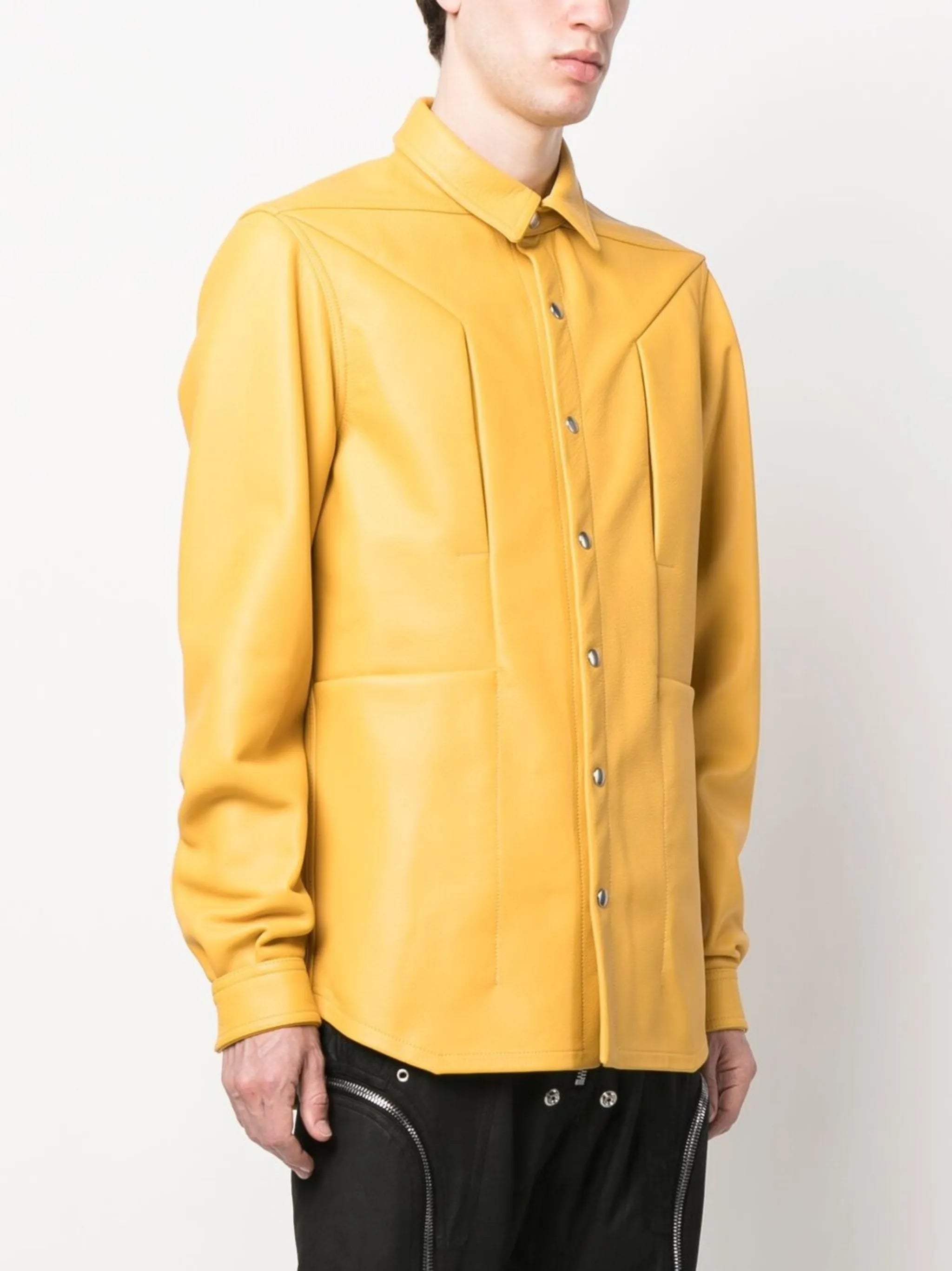 leather press-stud shirt