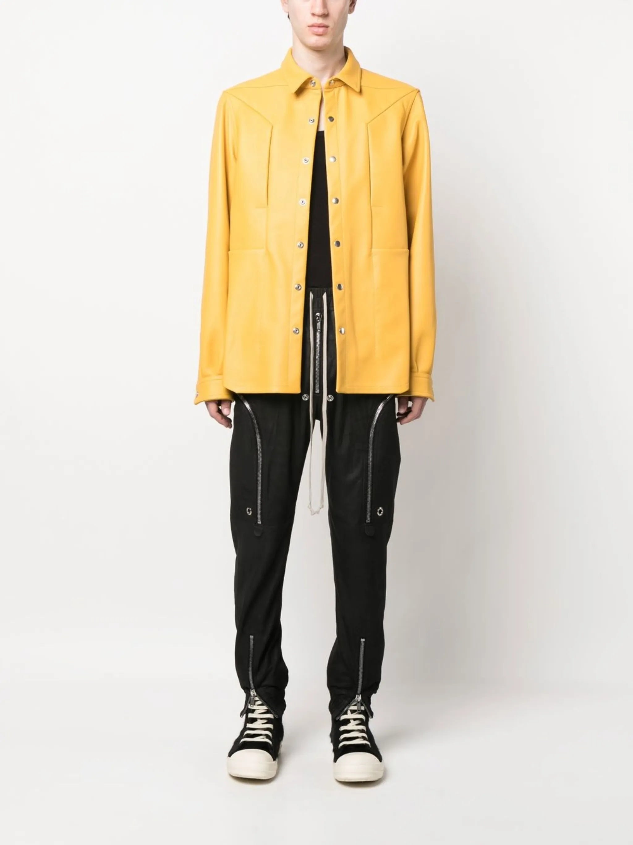 leather press-stud shirt