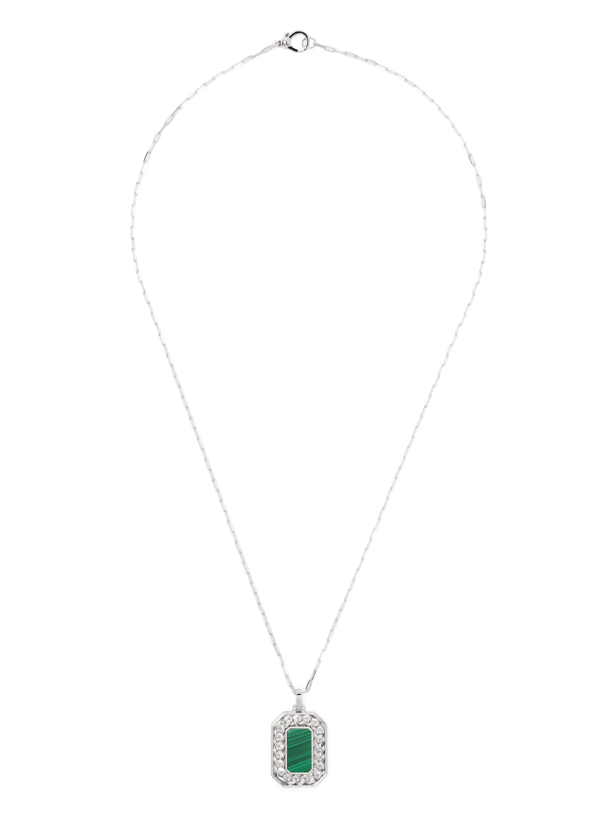18K white gold diamond pendant rolo-chain necklace