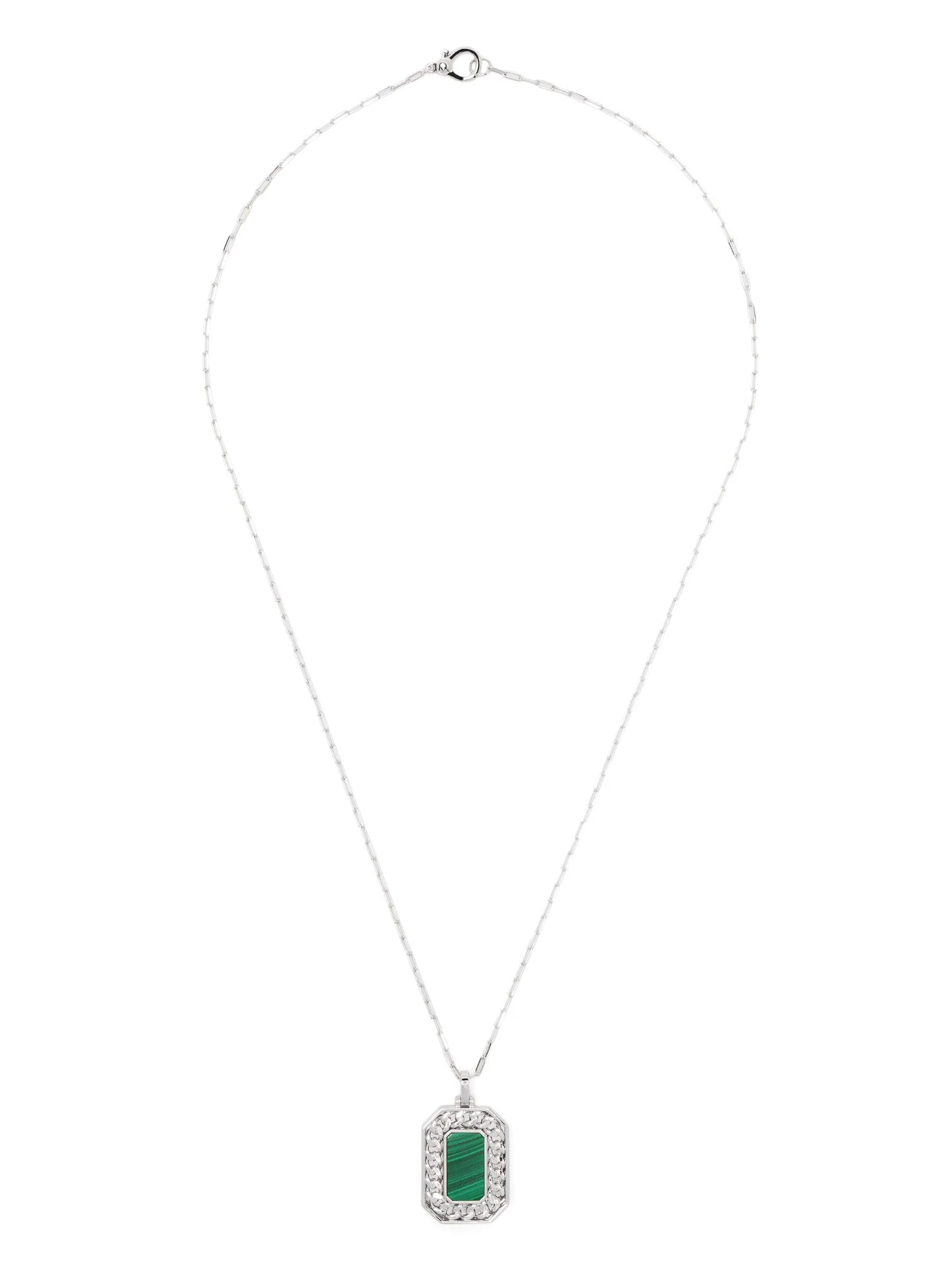 18K white gold diamond pendant rolo-chain necklace