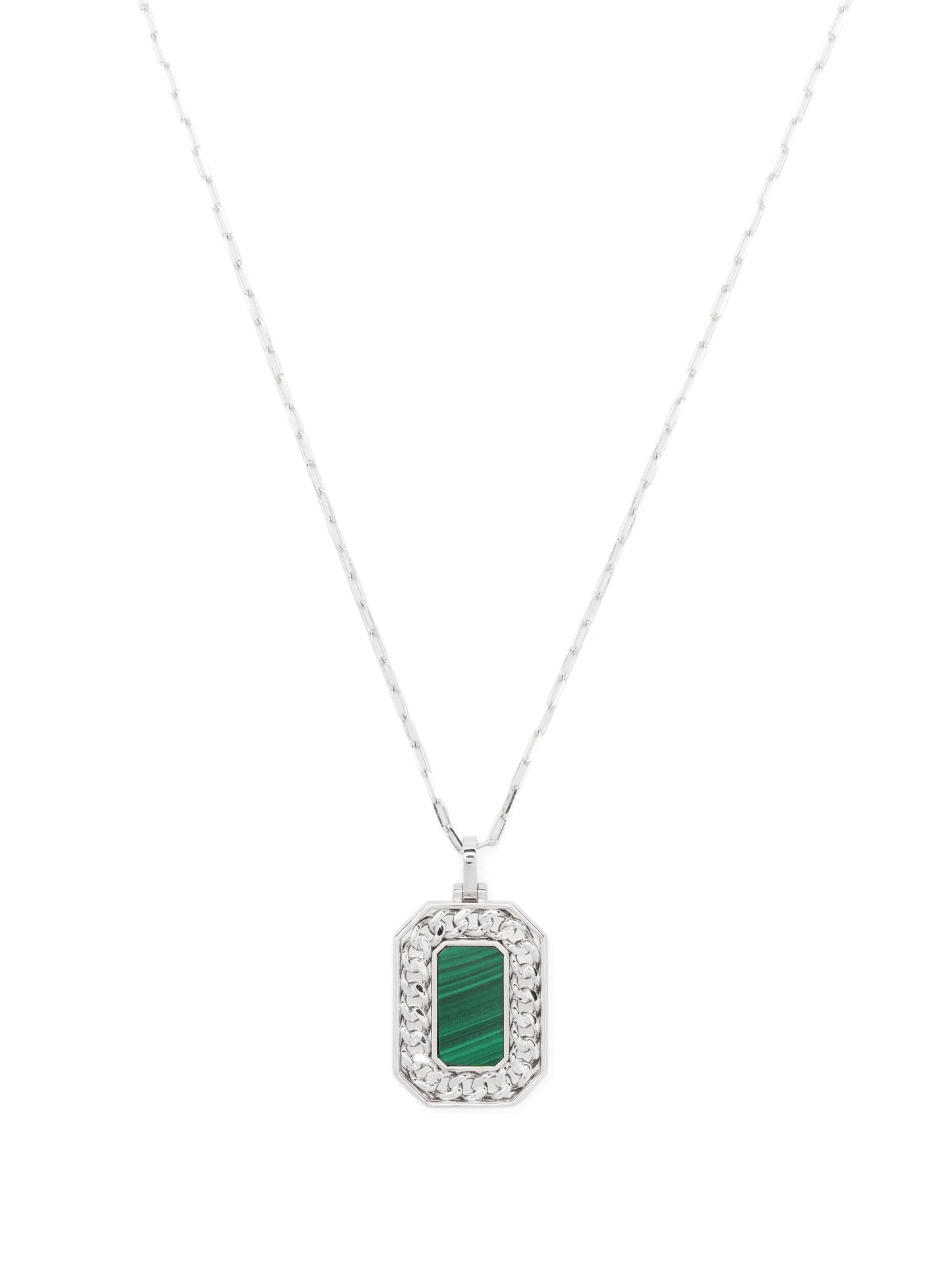18K white gold diamond pendant rolo-chain necklace