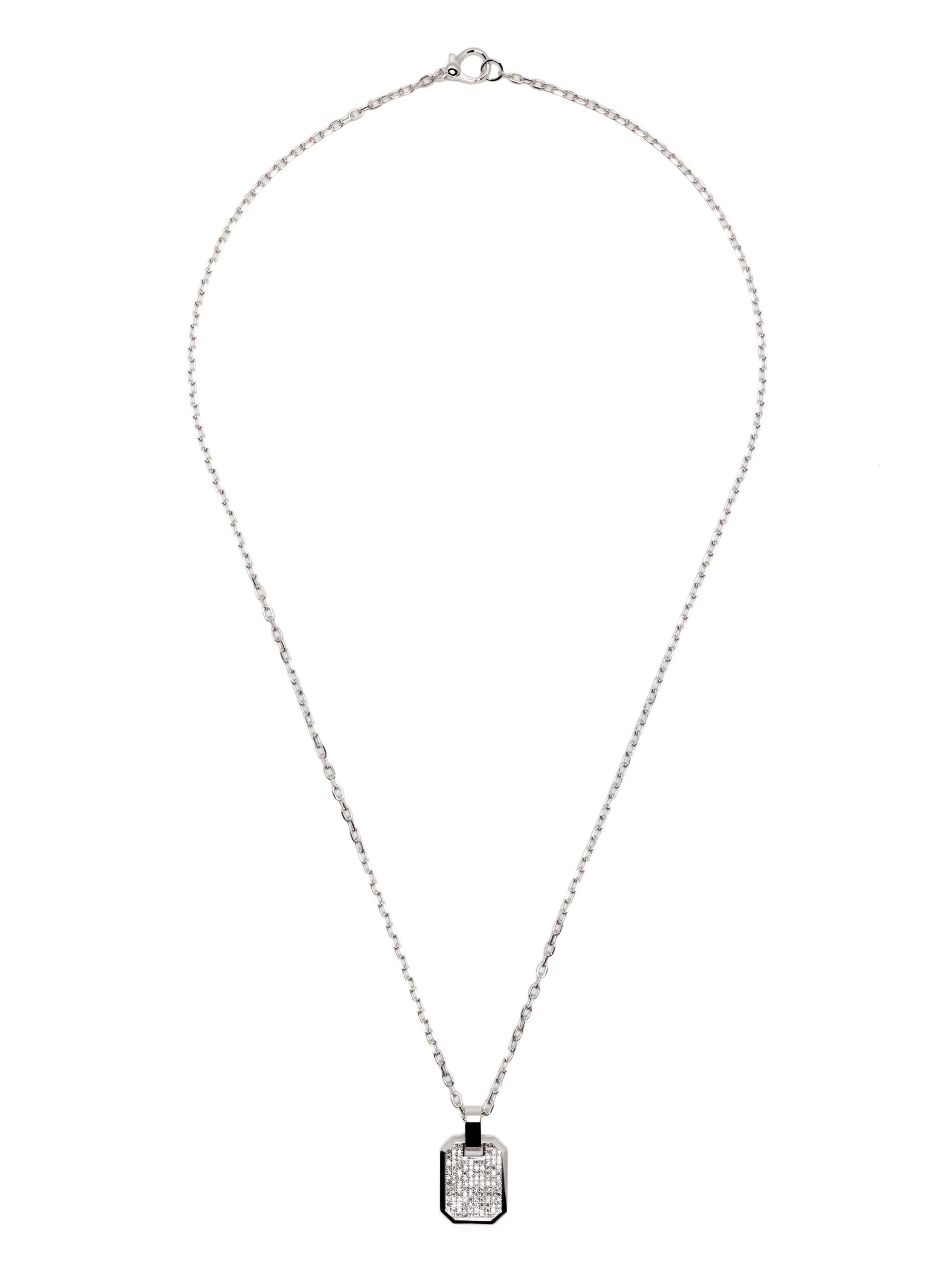 18K white gold diamond embellished rolo-chain necklace