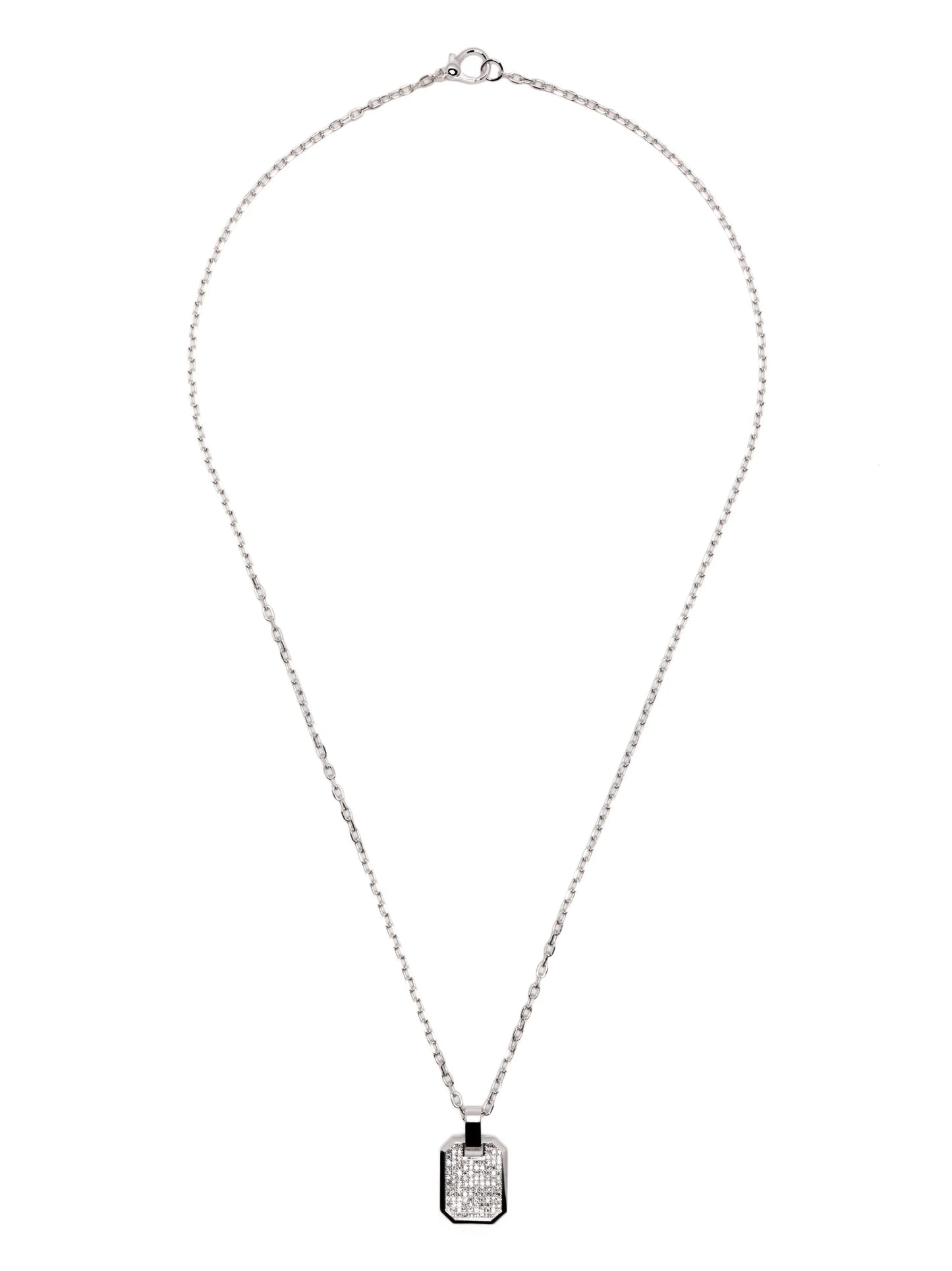 18K white gold diamond embellished rolo-chain necklace