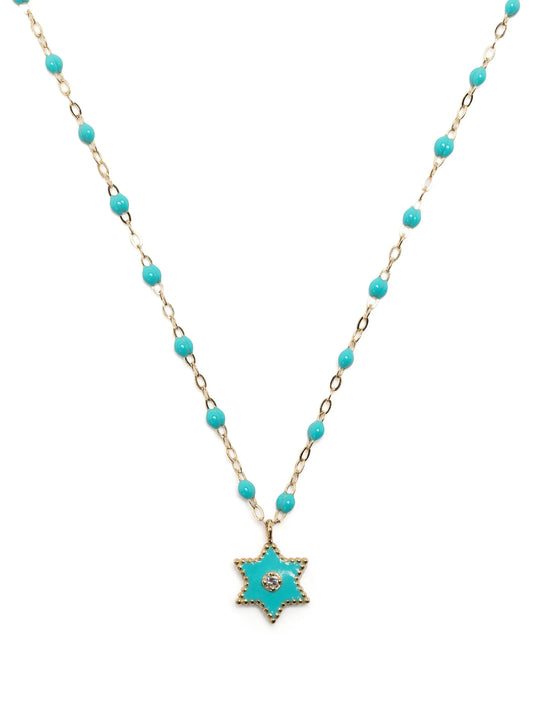 18kt gold Étoile diamond and turquoise necklace