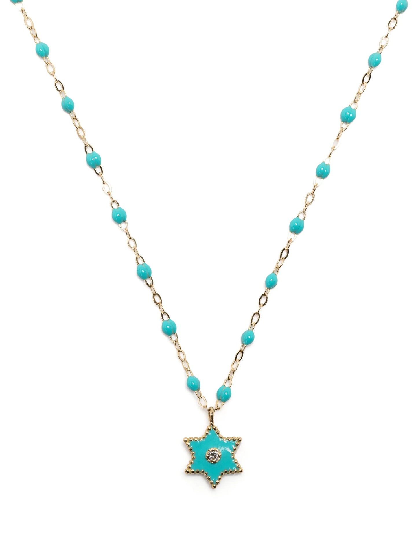 18kt gold Étoile diamond and turquoise necklace