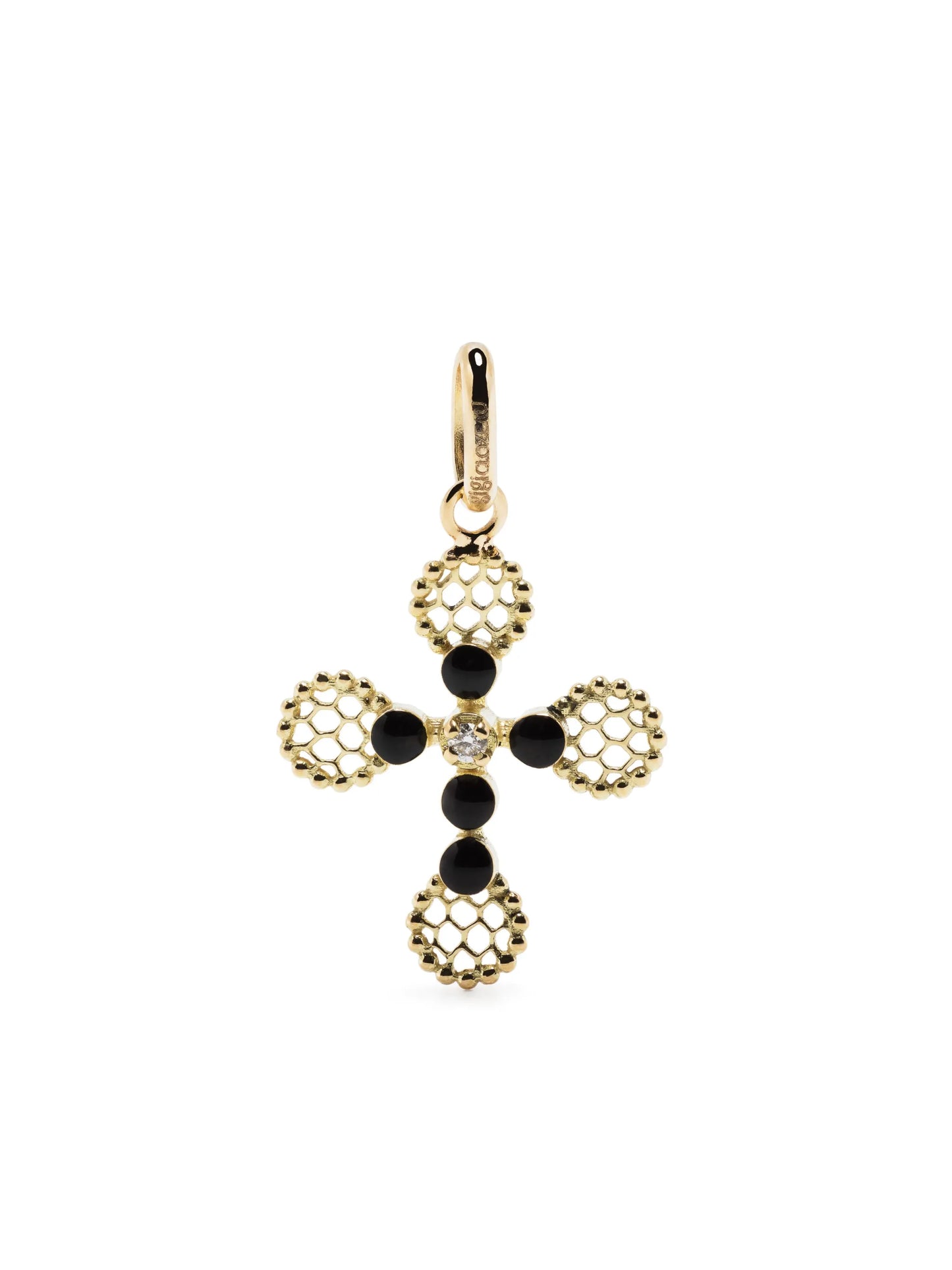 18kt yellow gold Lace Cross diamond pendant