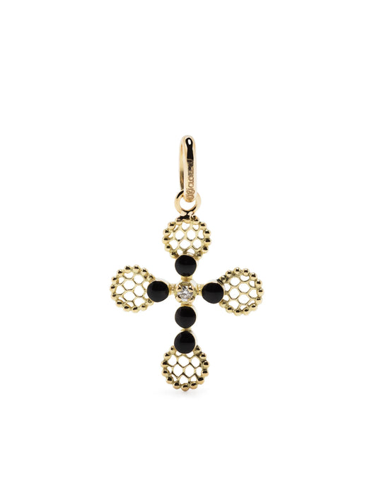 18kt yellow gold Lace Cross diamond pendant