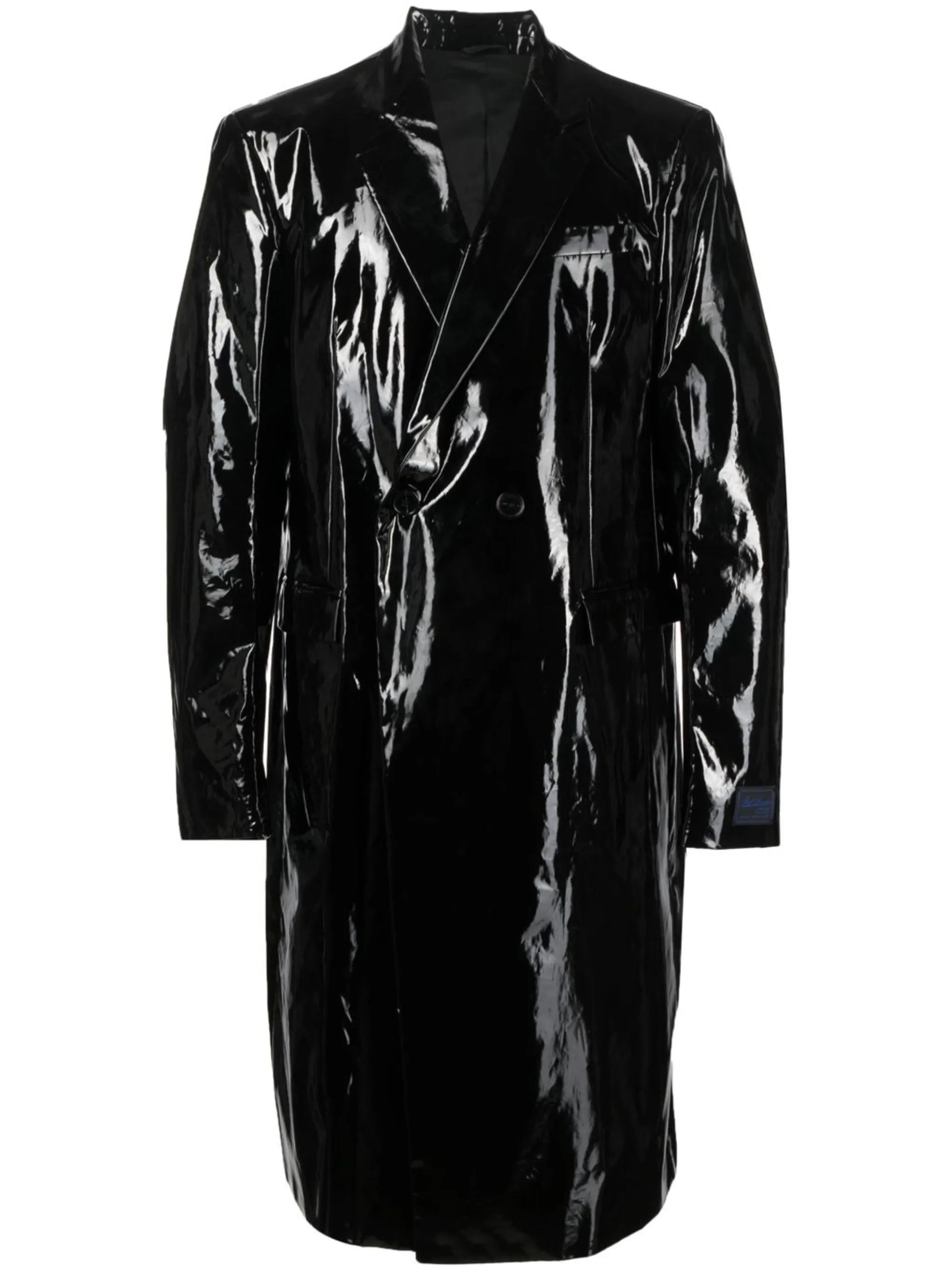 double-breasted glossy coat