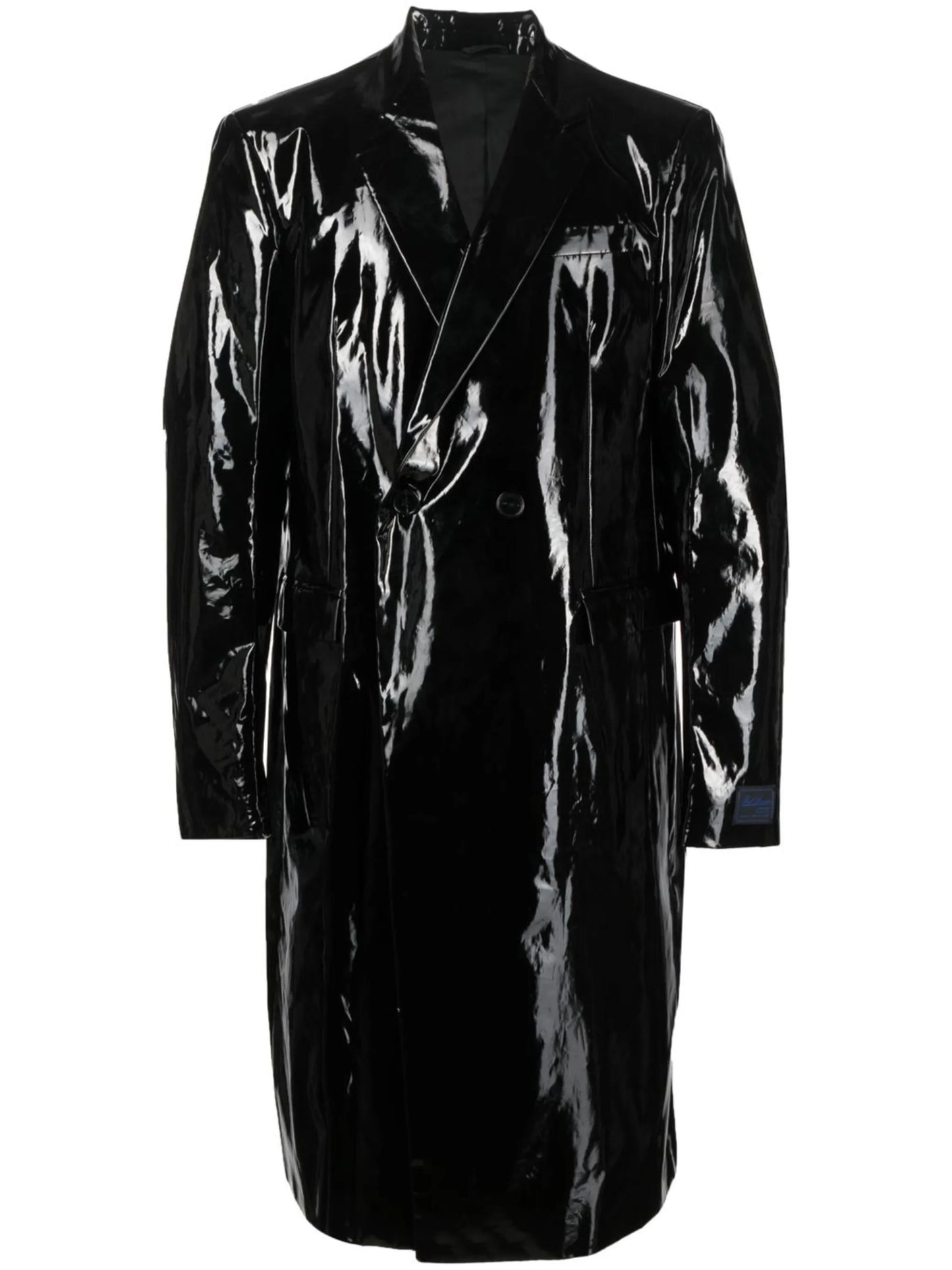 double-breasted glossy coat
