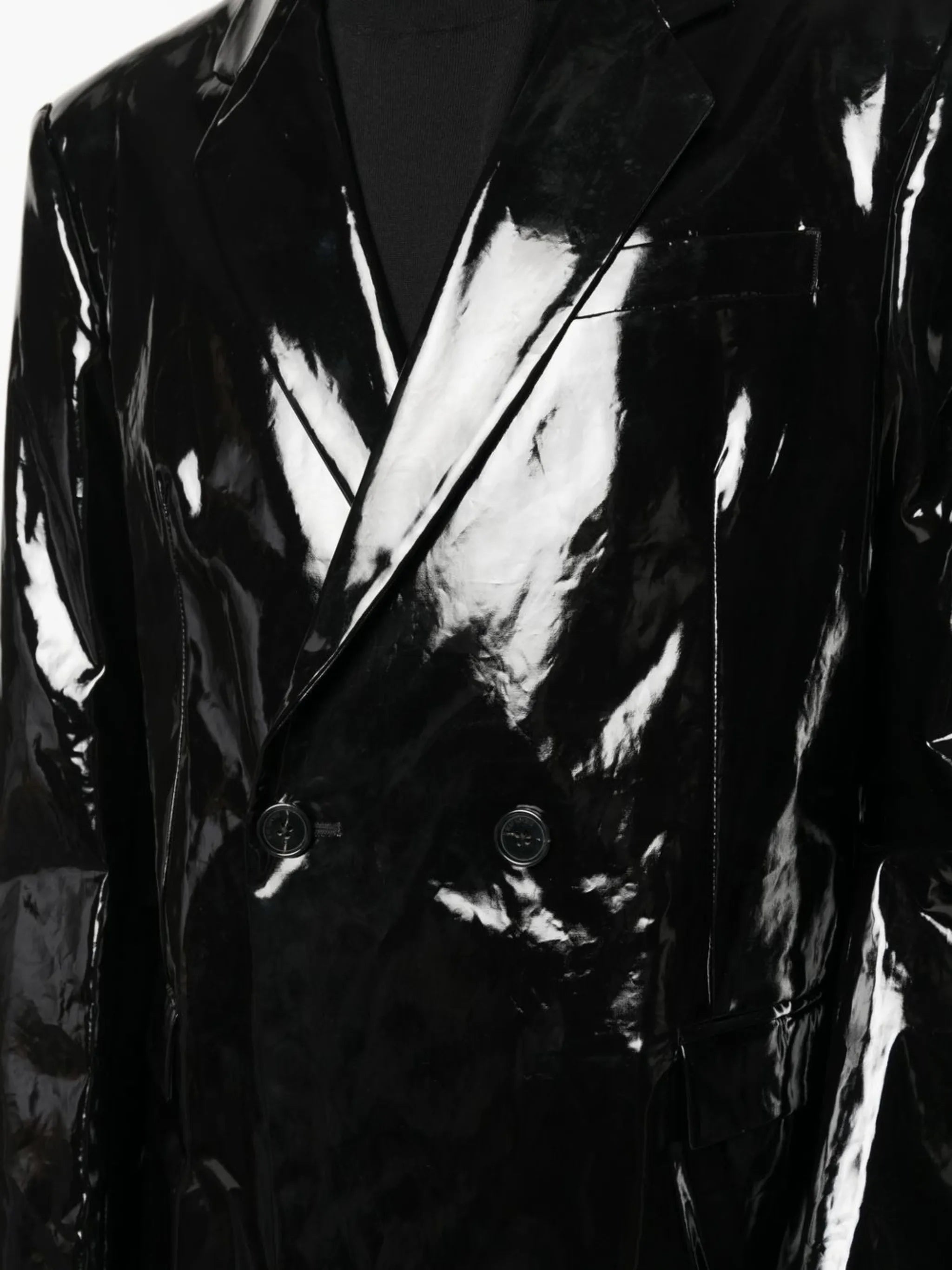 double-breasted glossy coat