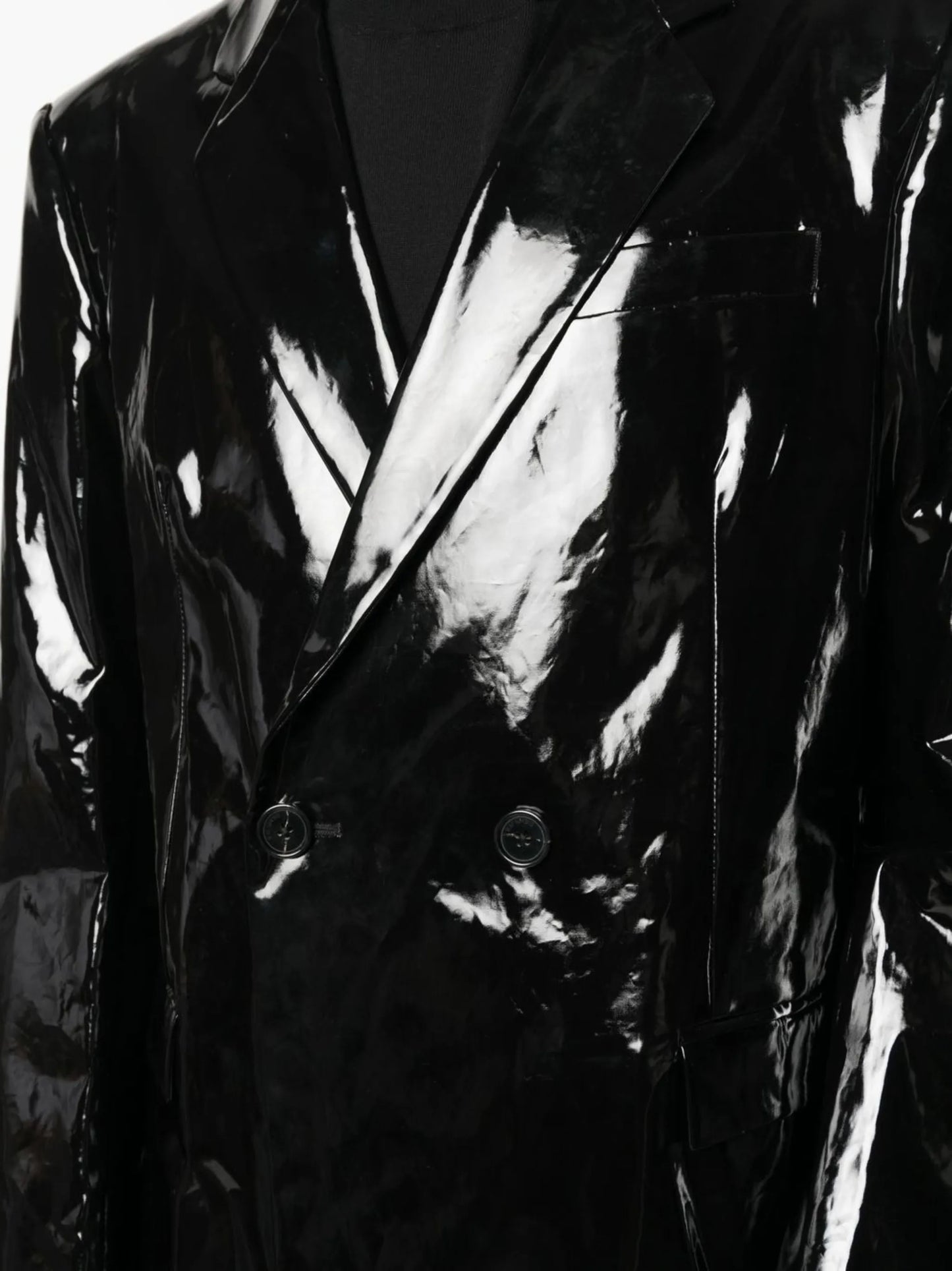 double-breasted glossy coat
