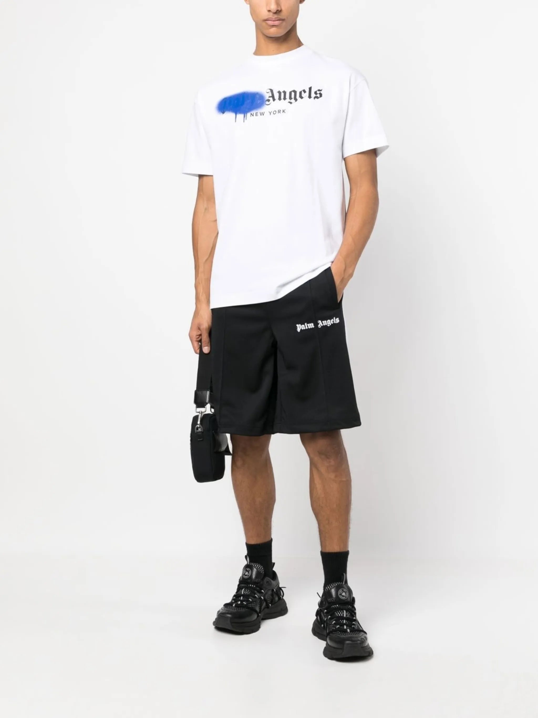 logo-print track shorts