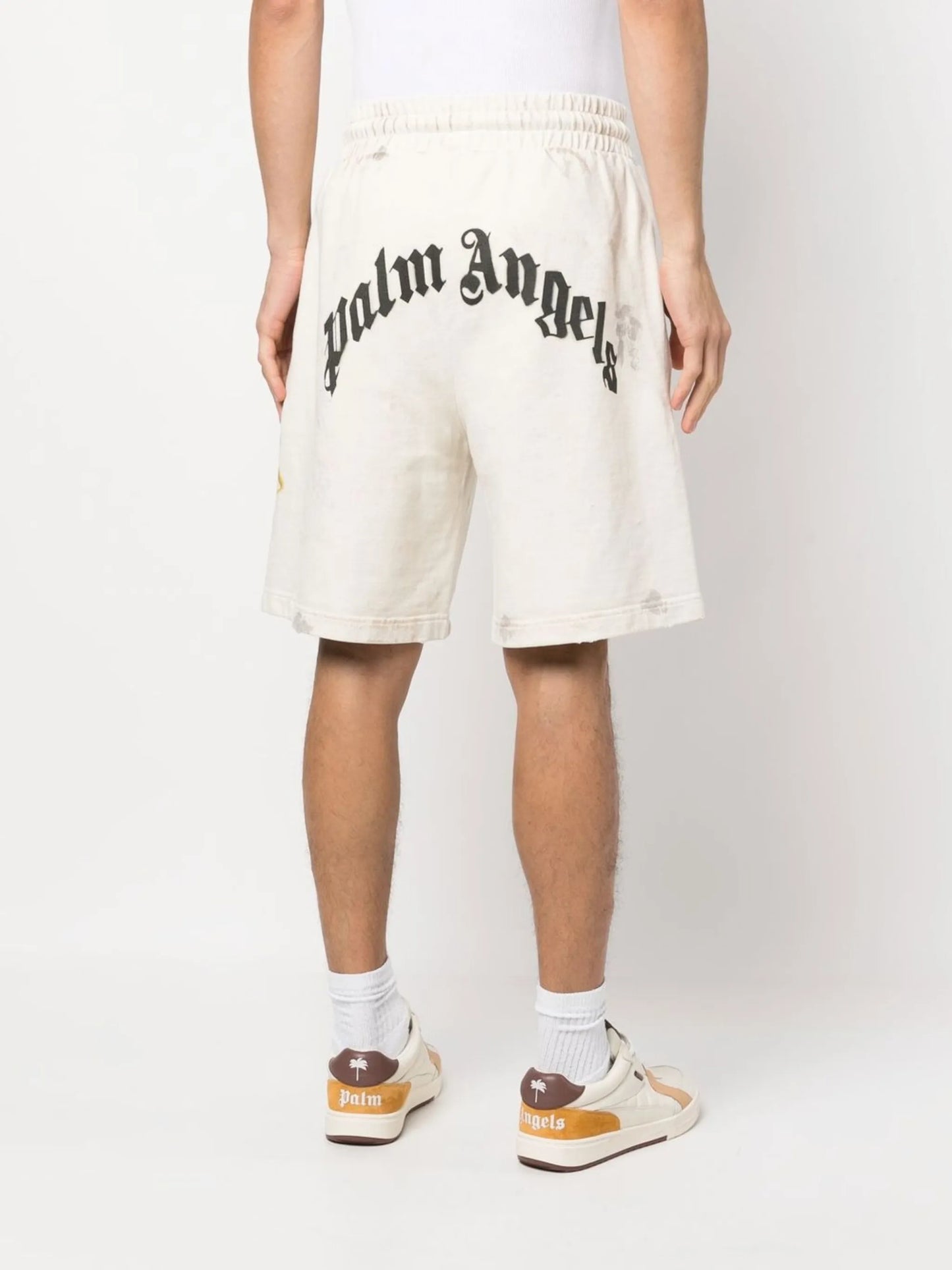 palm-print track shorts