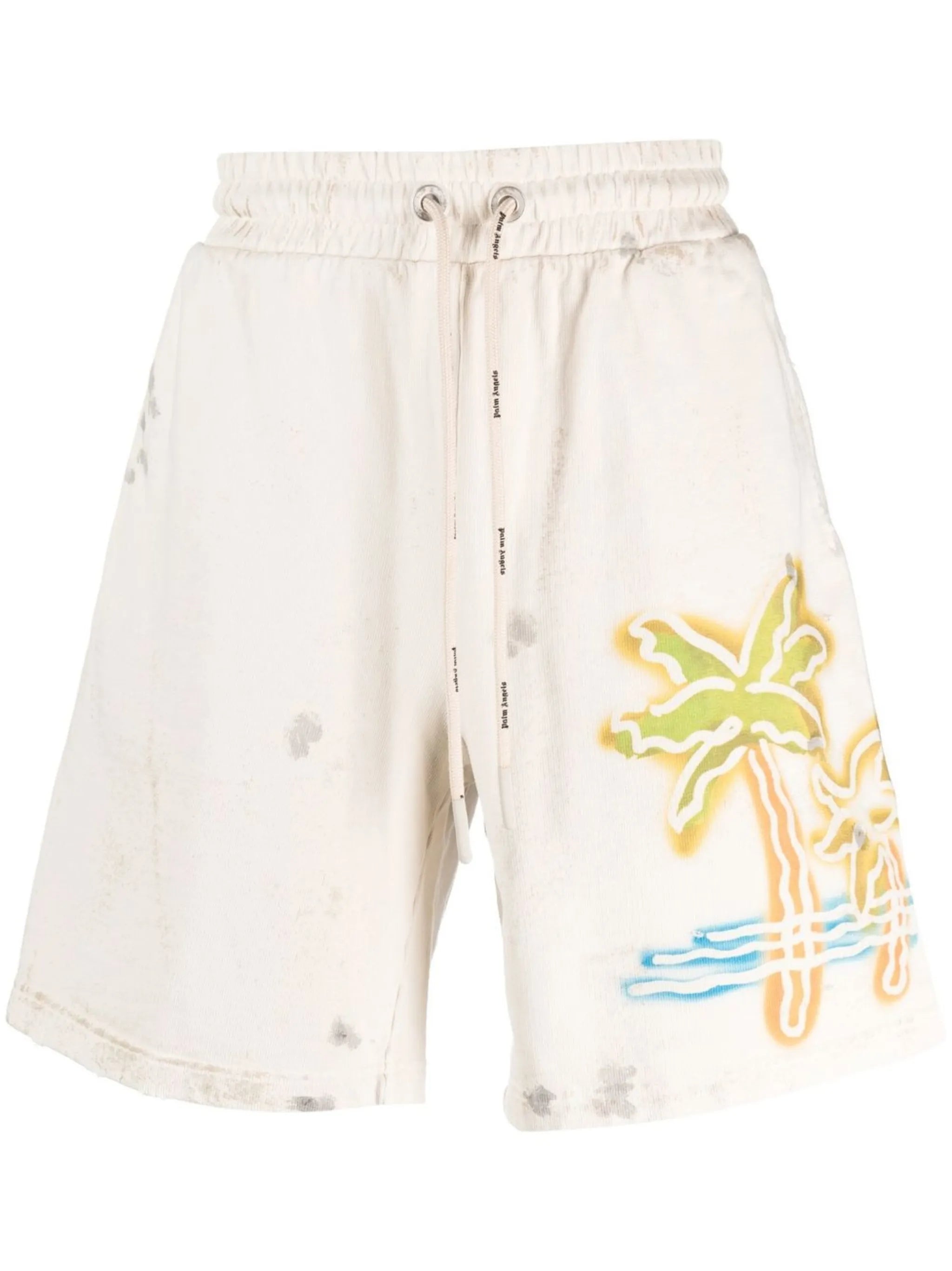 palm-print track shorts