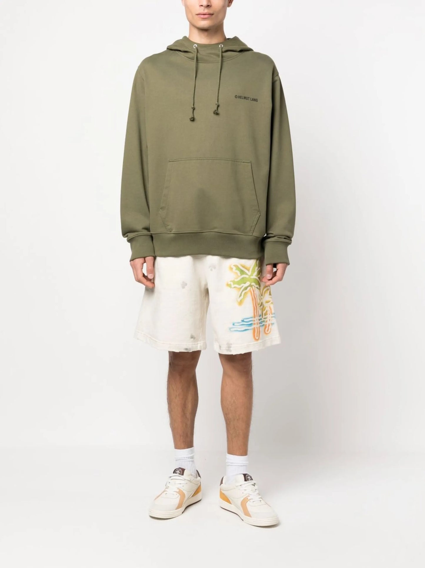 palm-print track shorts