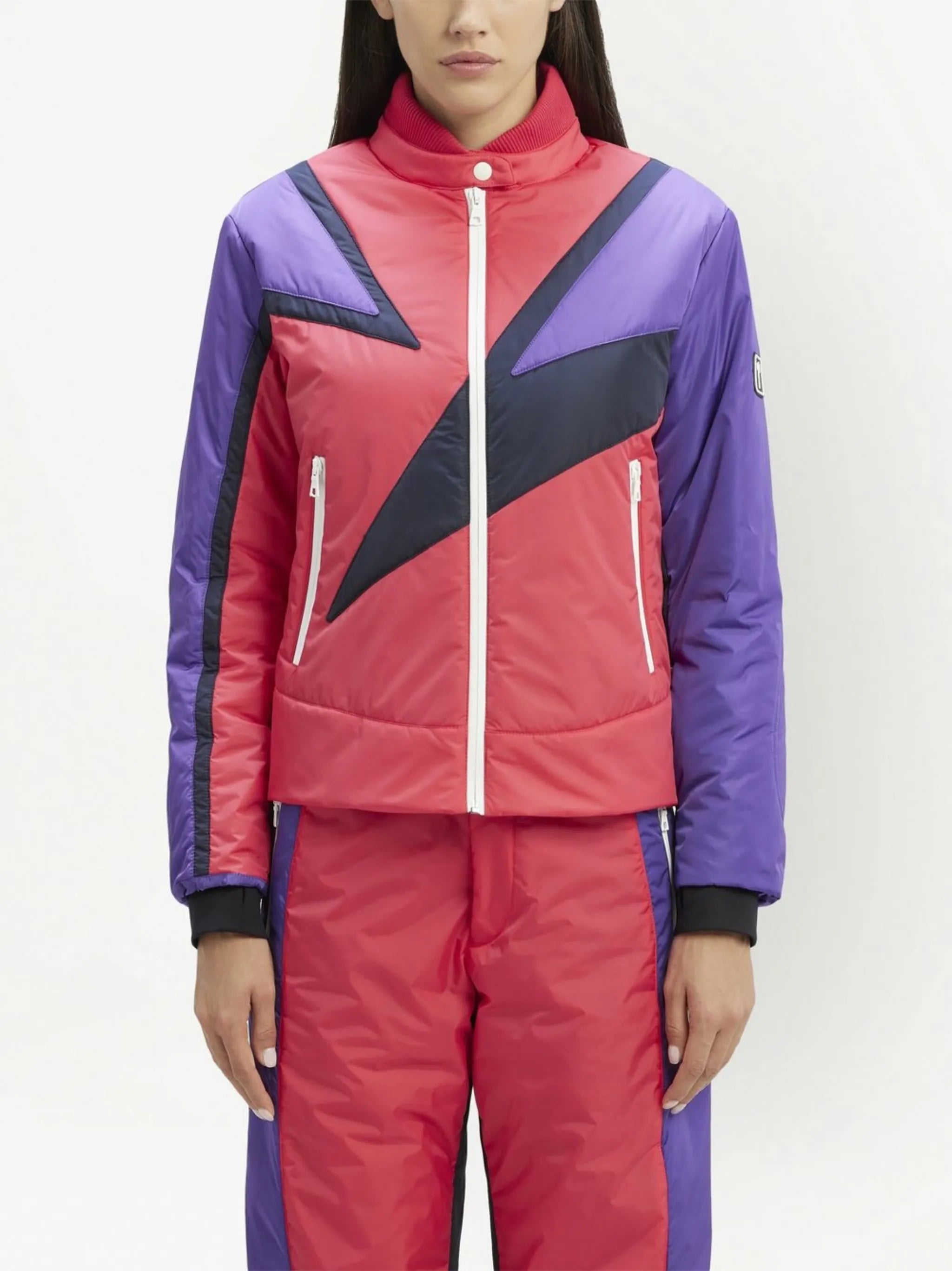 Thunderbolt colour-block ski jacket