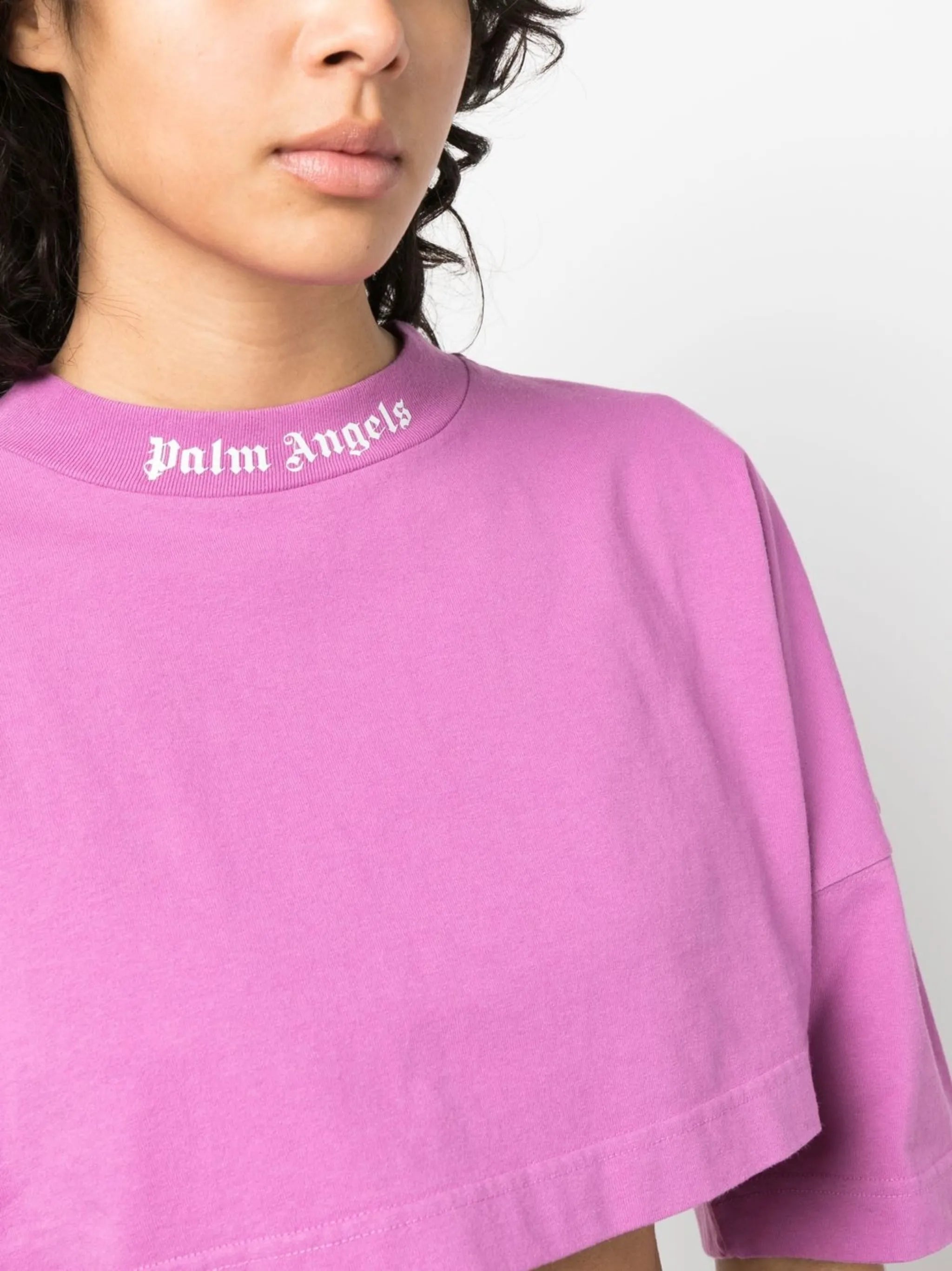 logo-print cropped T-shirt