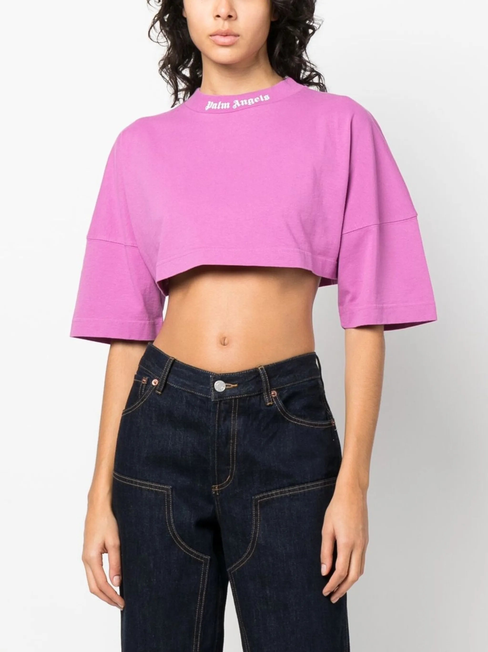 logo-print cropped T-shirt