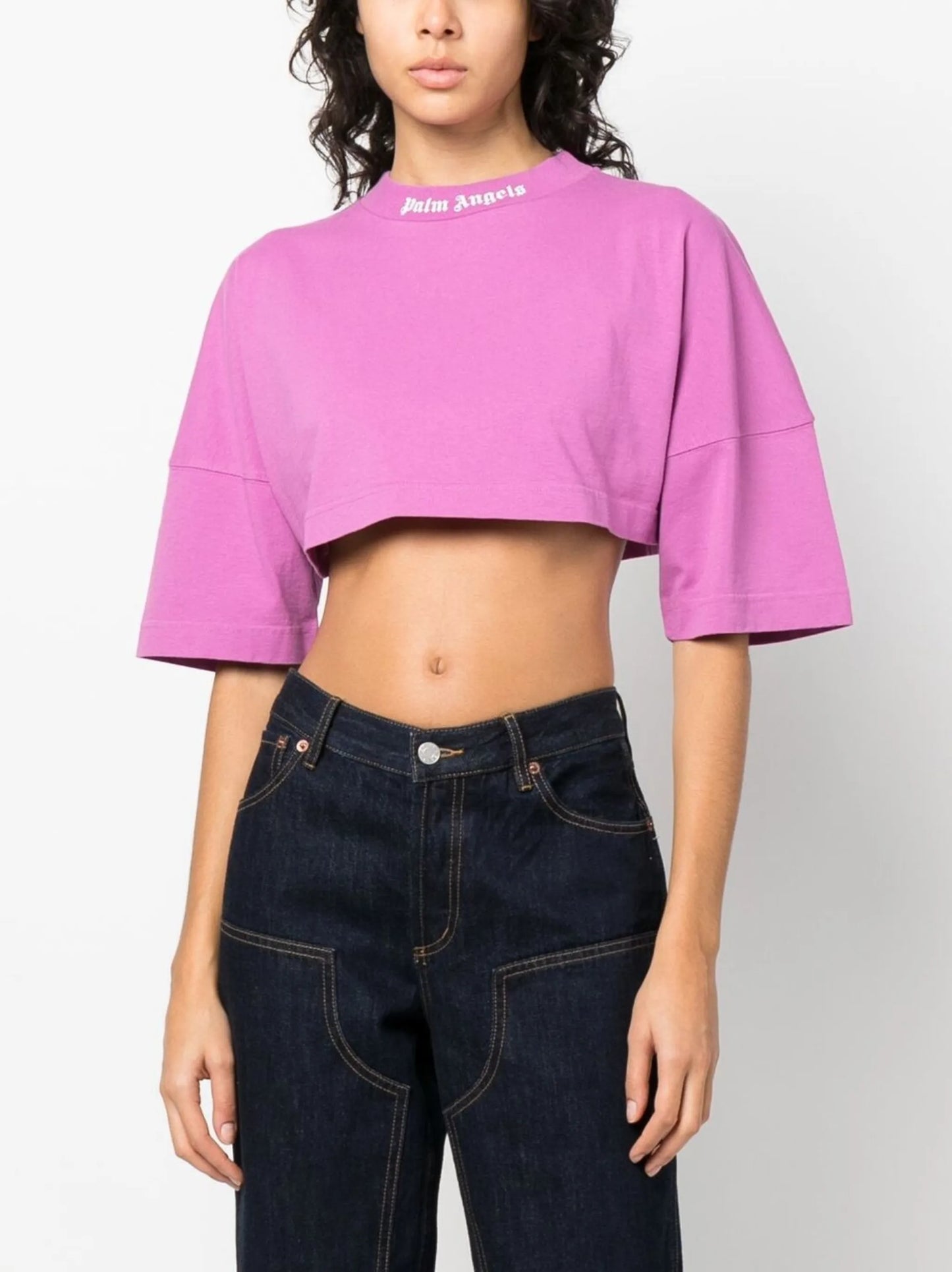 logo-print cropped T-shirt