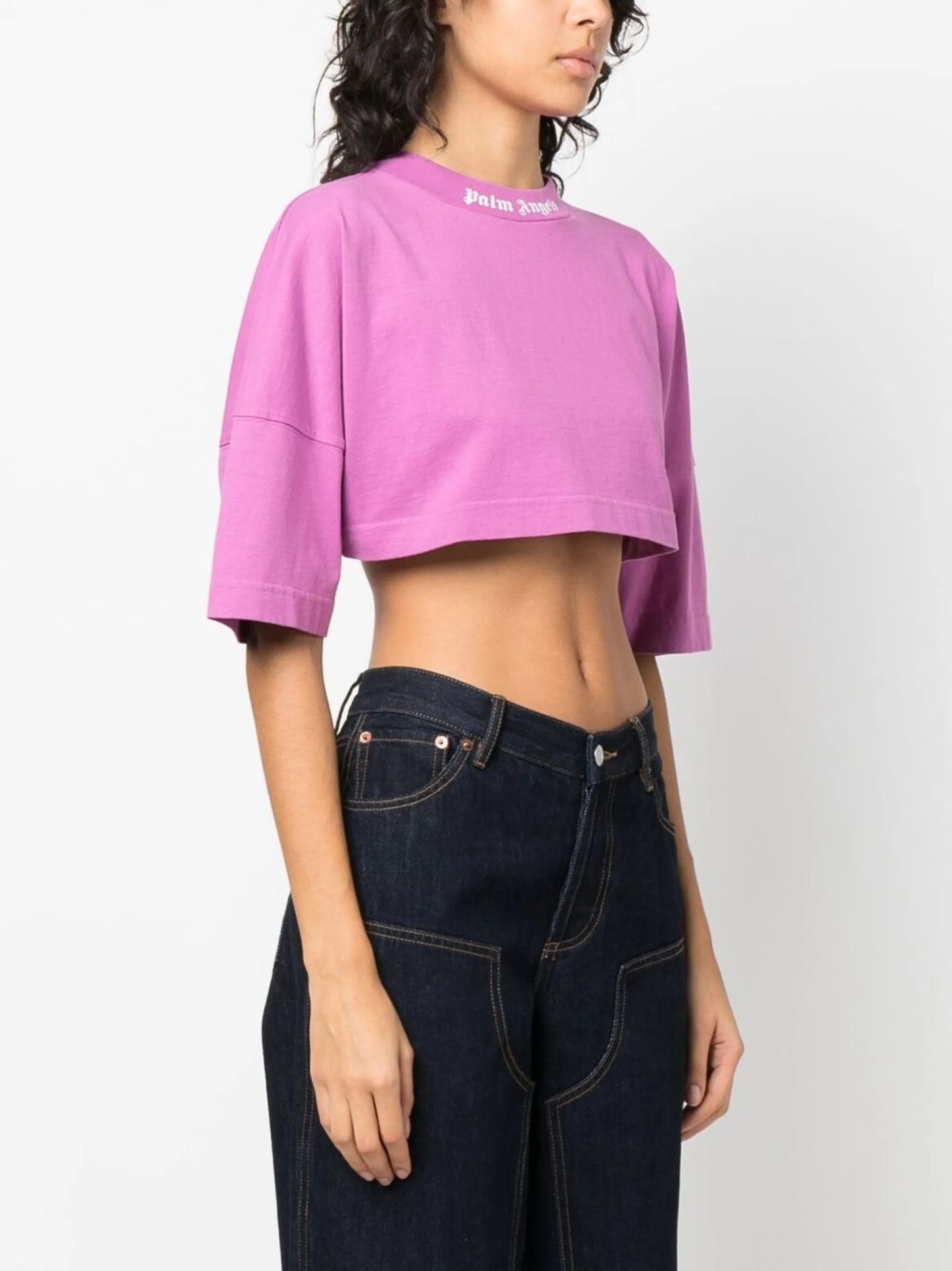 logo-print cropped T-shirt