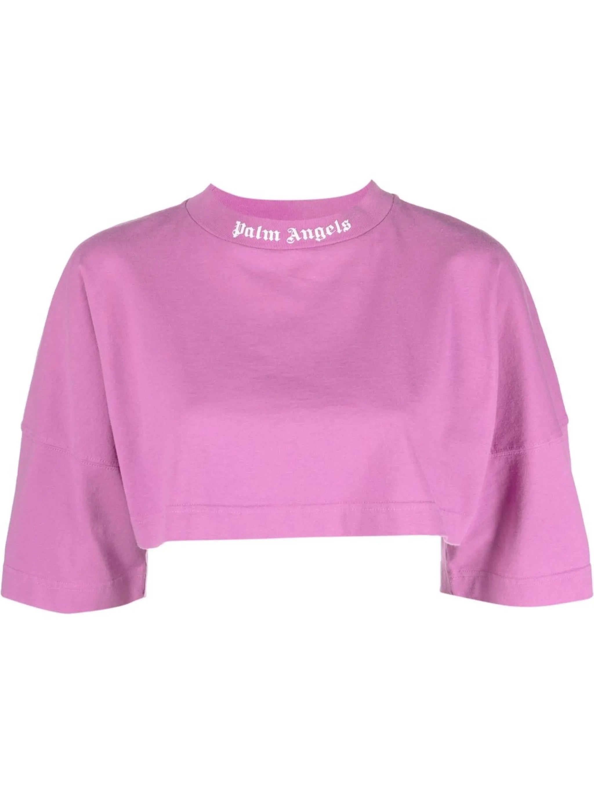 logo-print cropped T-shirt