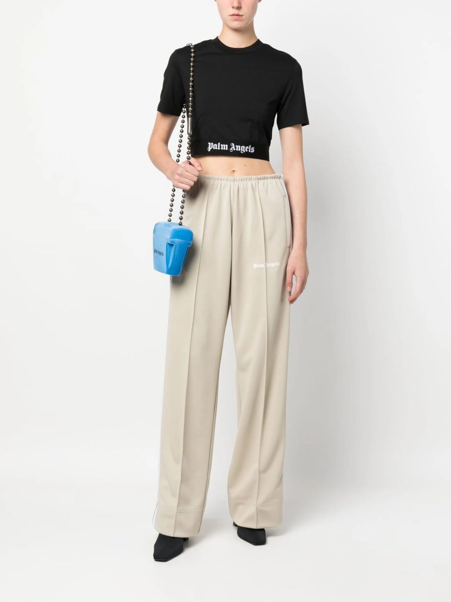 logo-tape cropped T-shirt