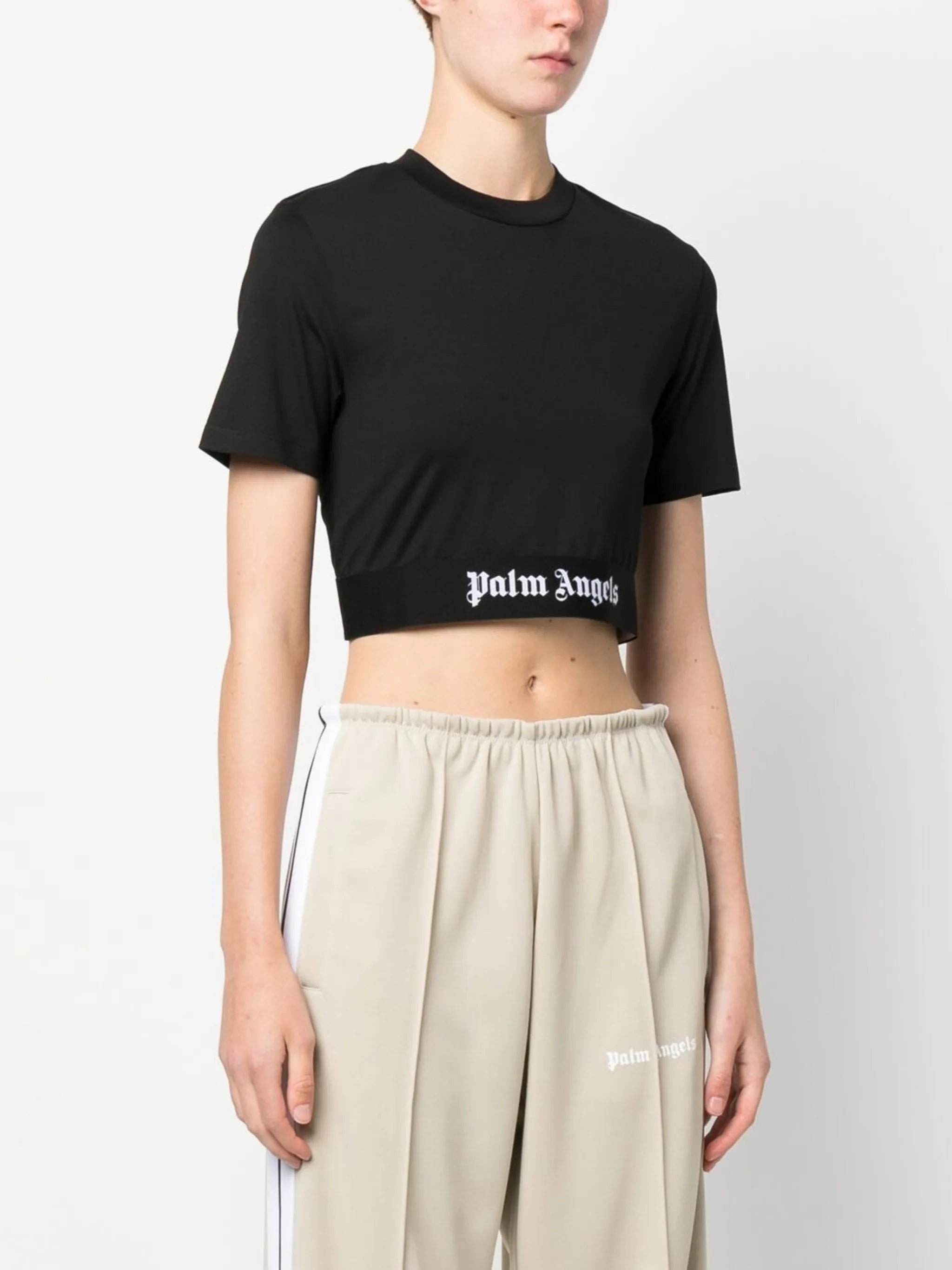 logo-tape cropped T-shirt