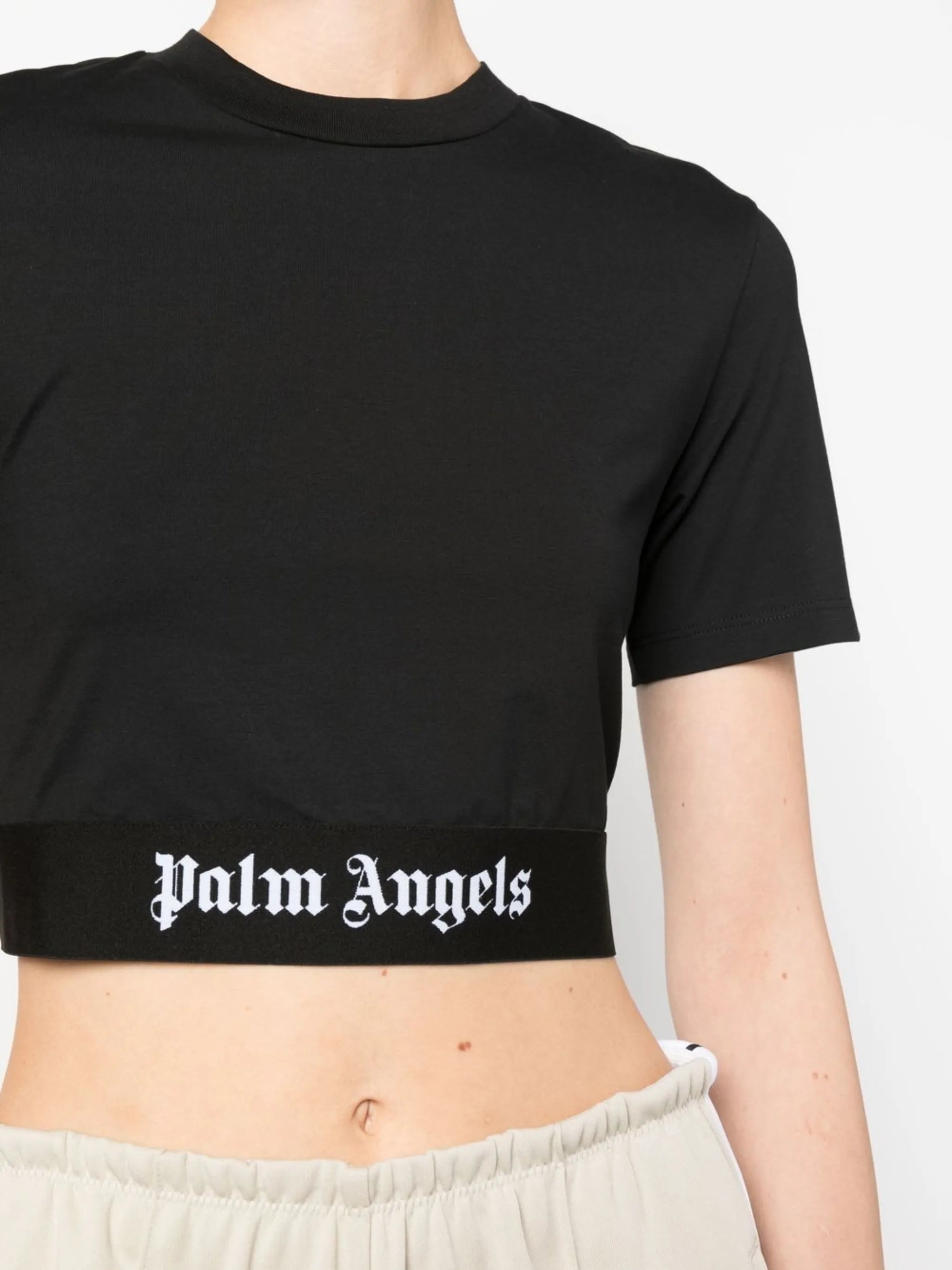 logo-tape cropped T-shirt