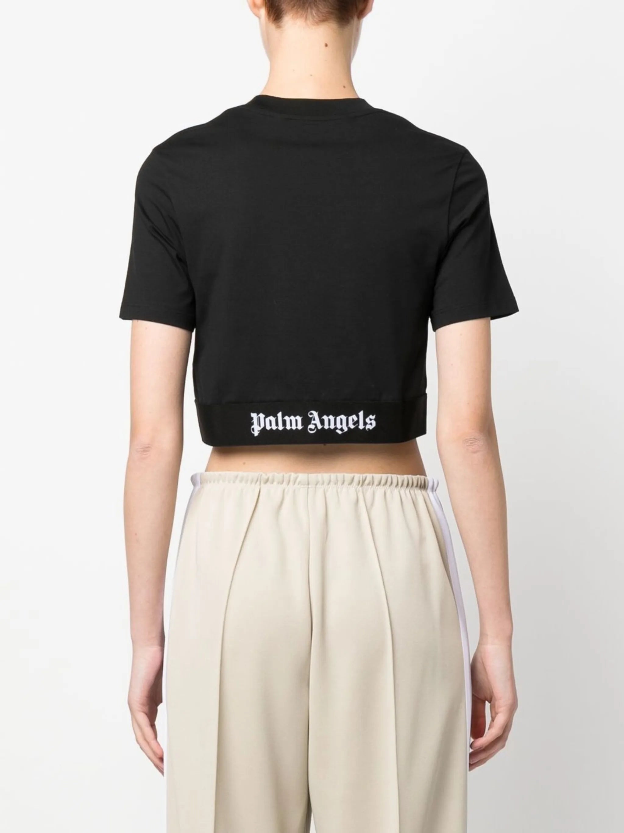 logo-tape cropped T-shirt