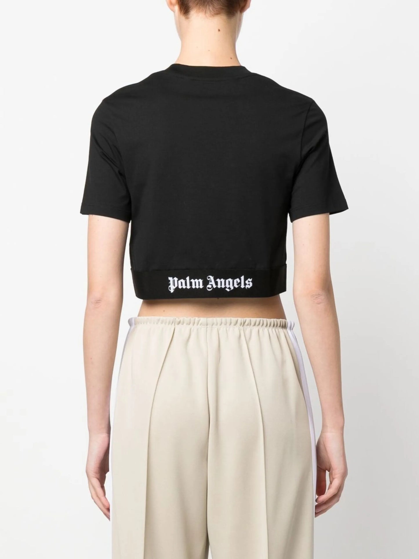 logo-tape cropped T-shirt