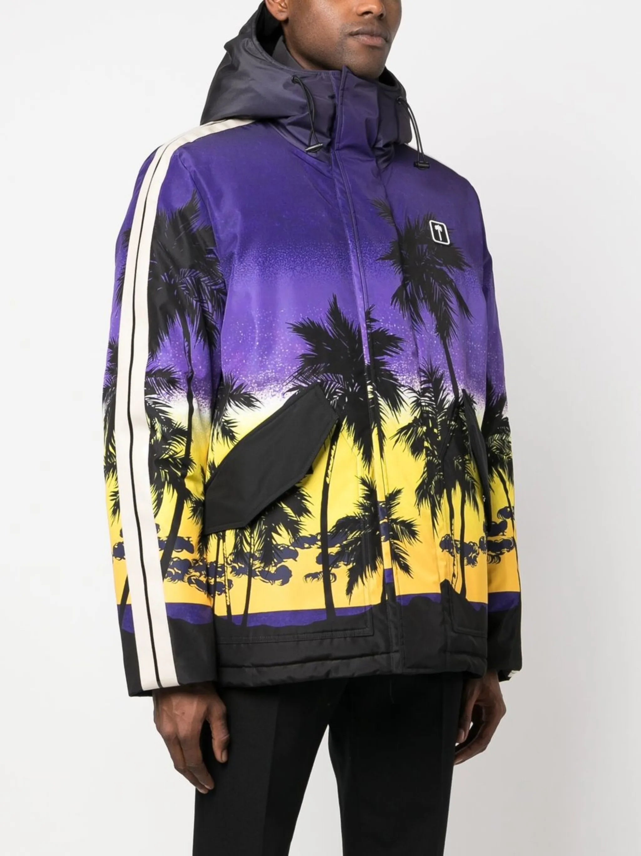 sunset-print hooded jacket