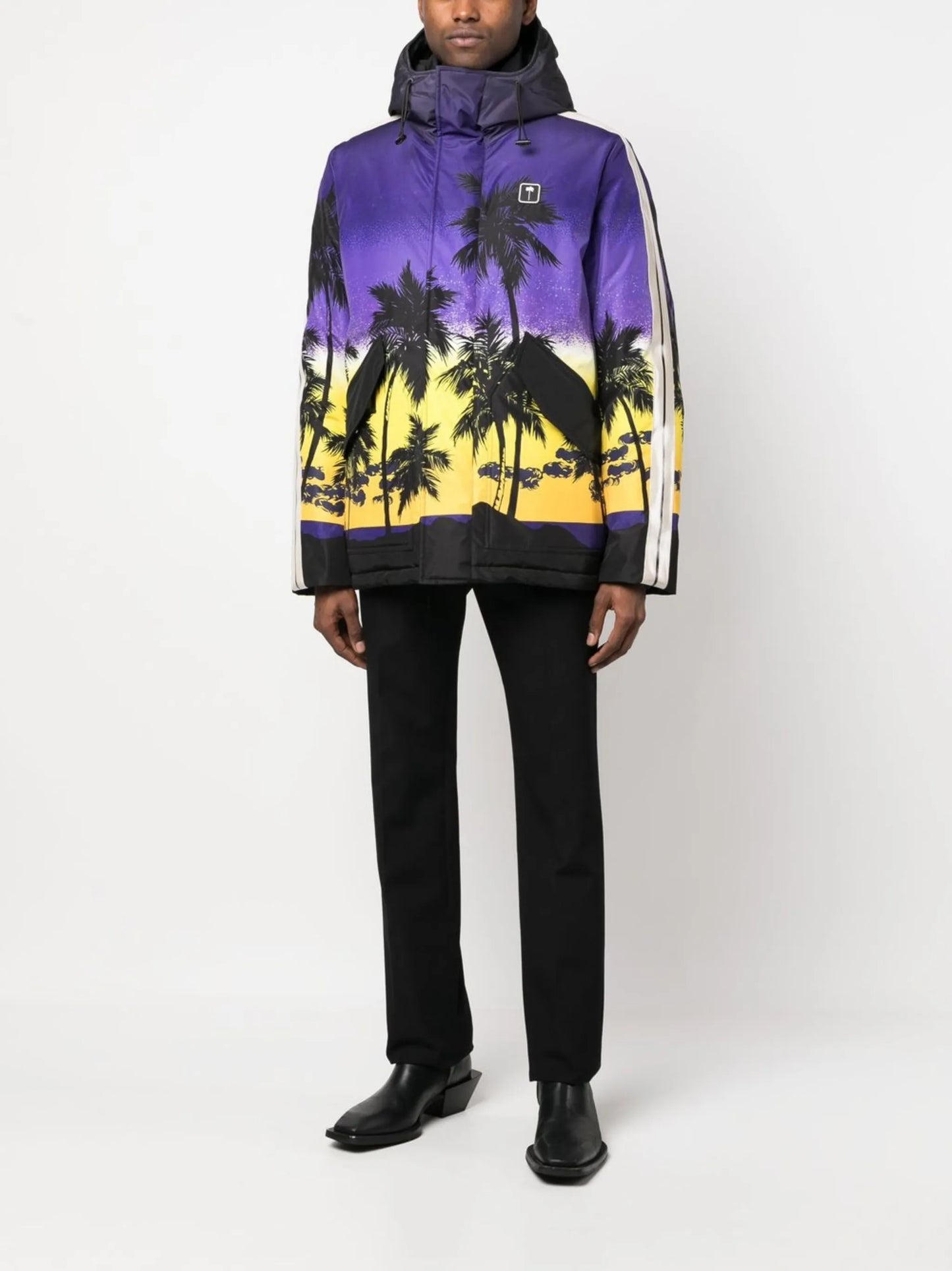 sunset-print hooded jacket