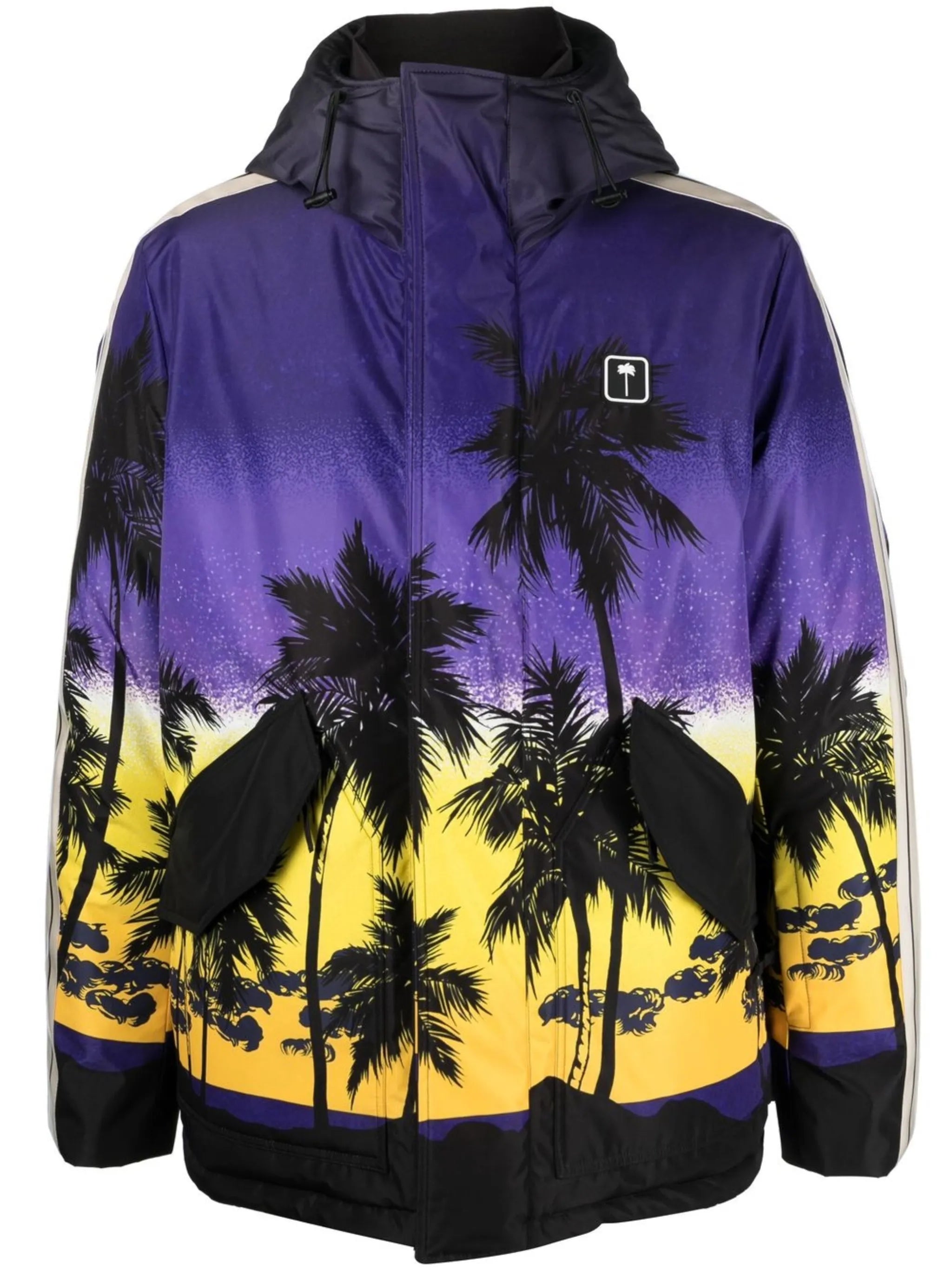 sunset-print hooded jacket