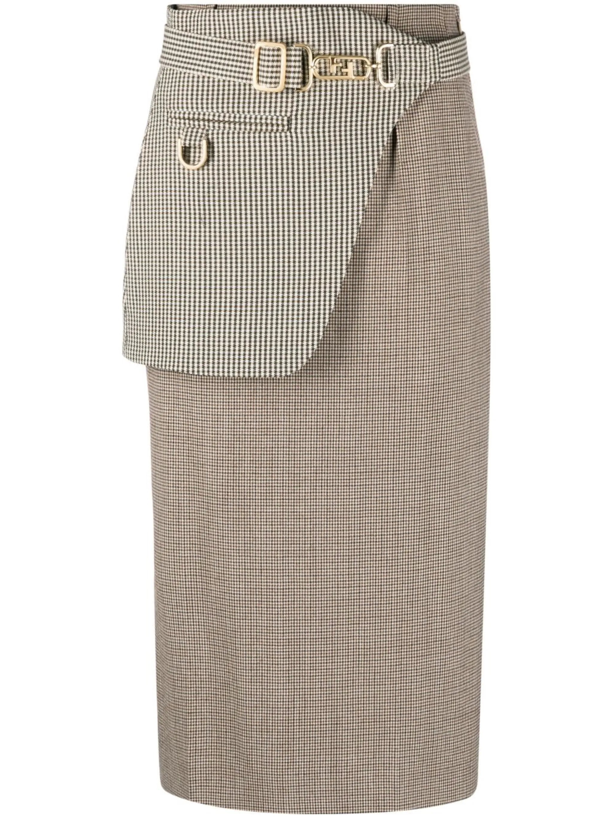 houndstooth-pattern pencil skirt