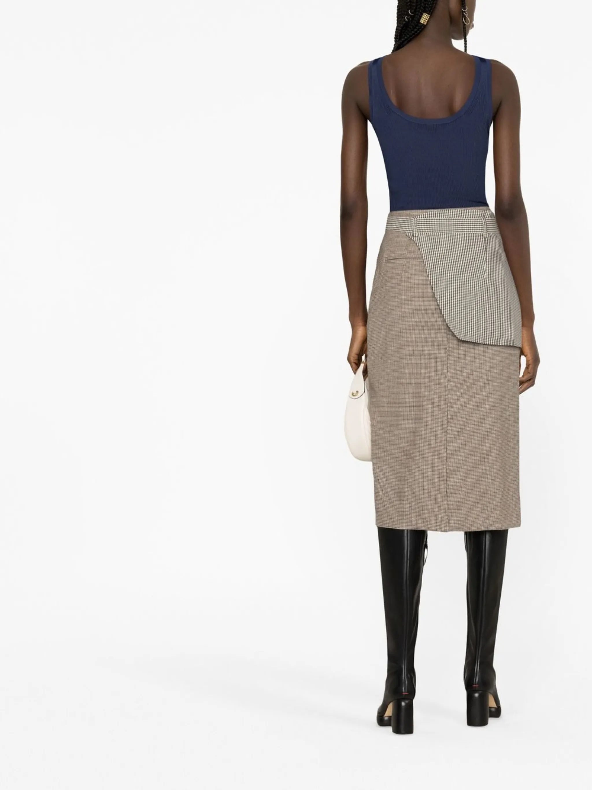 houndstooth-pattern pencil skirt