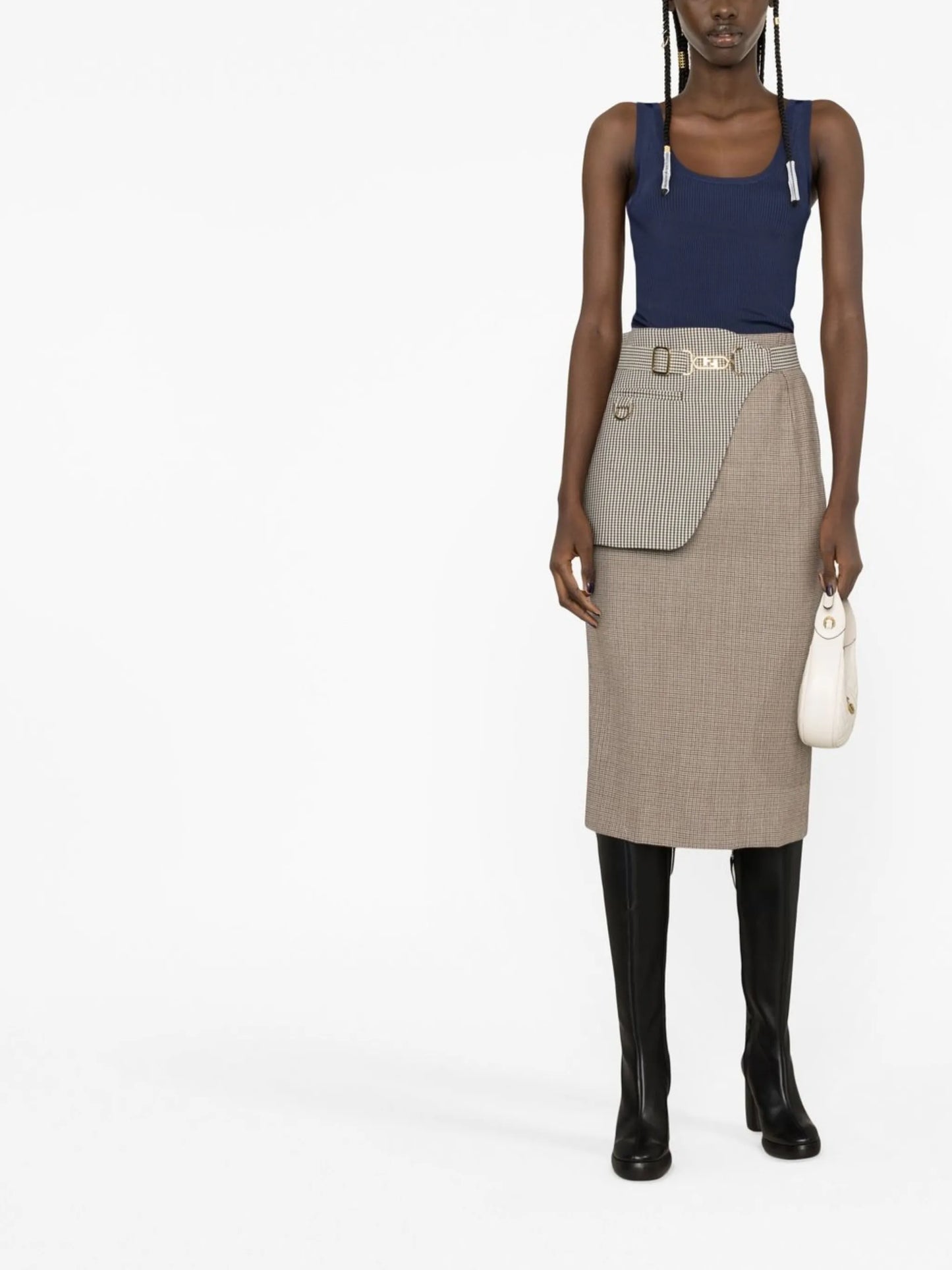 houndstooth-pattern pencil skirt